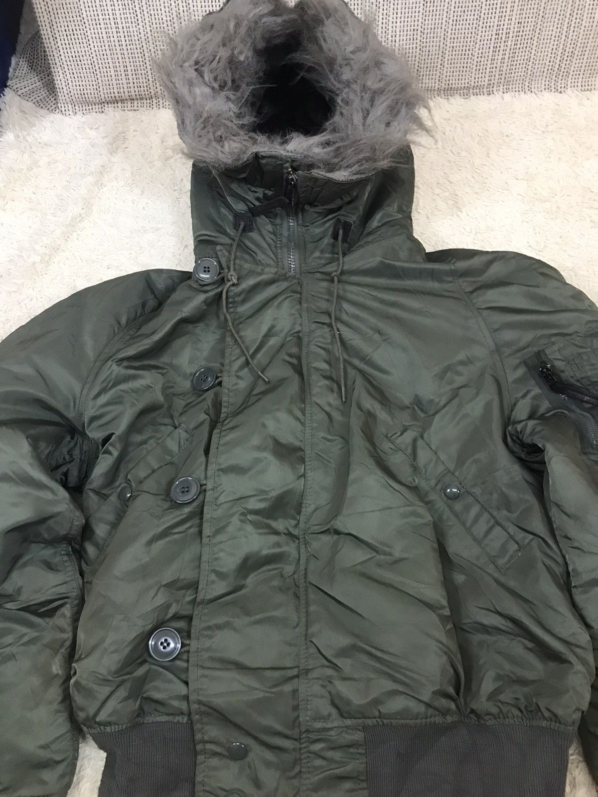 Alpha Industries ‼️VTG JACKET FLYING MAN'S HEAVY ATTACHED HOOD N-28 RARELY‼️ Size US L / EU 52-54 / 3 - 4 Thumbnail