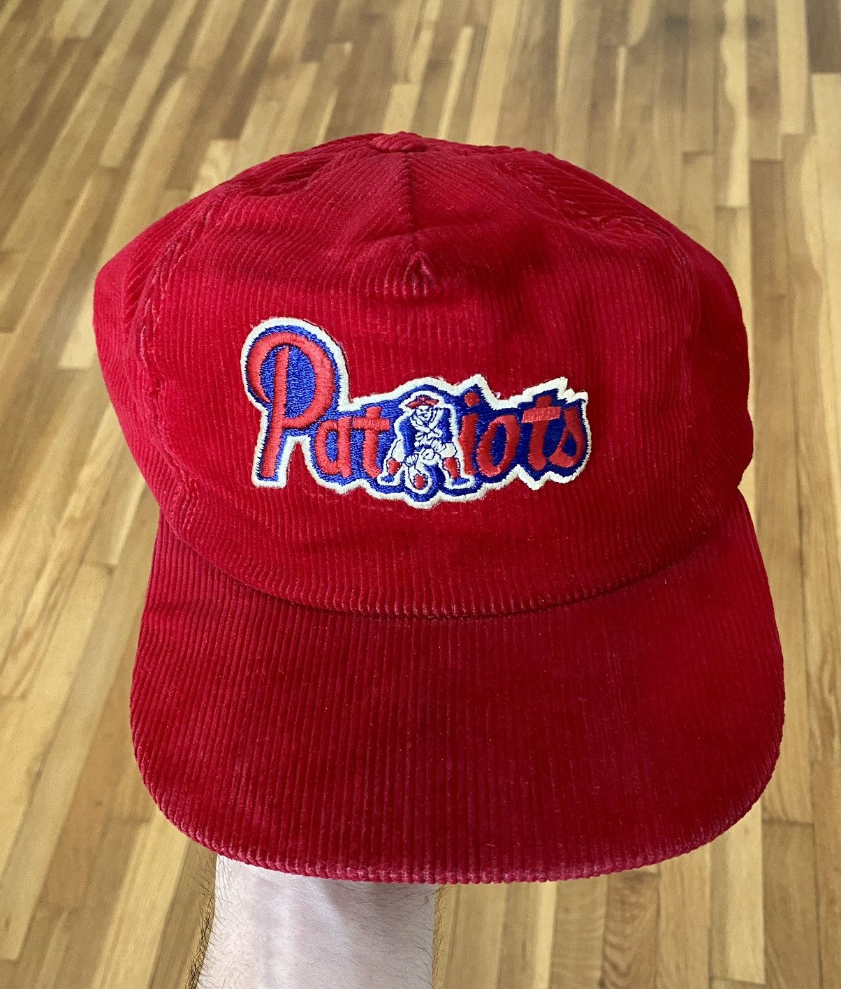 Vintage New England Patriots Hat 80s 90s Corduroy Cap Snapback 