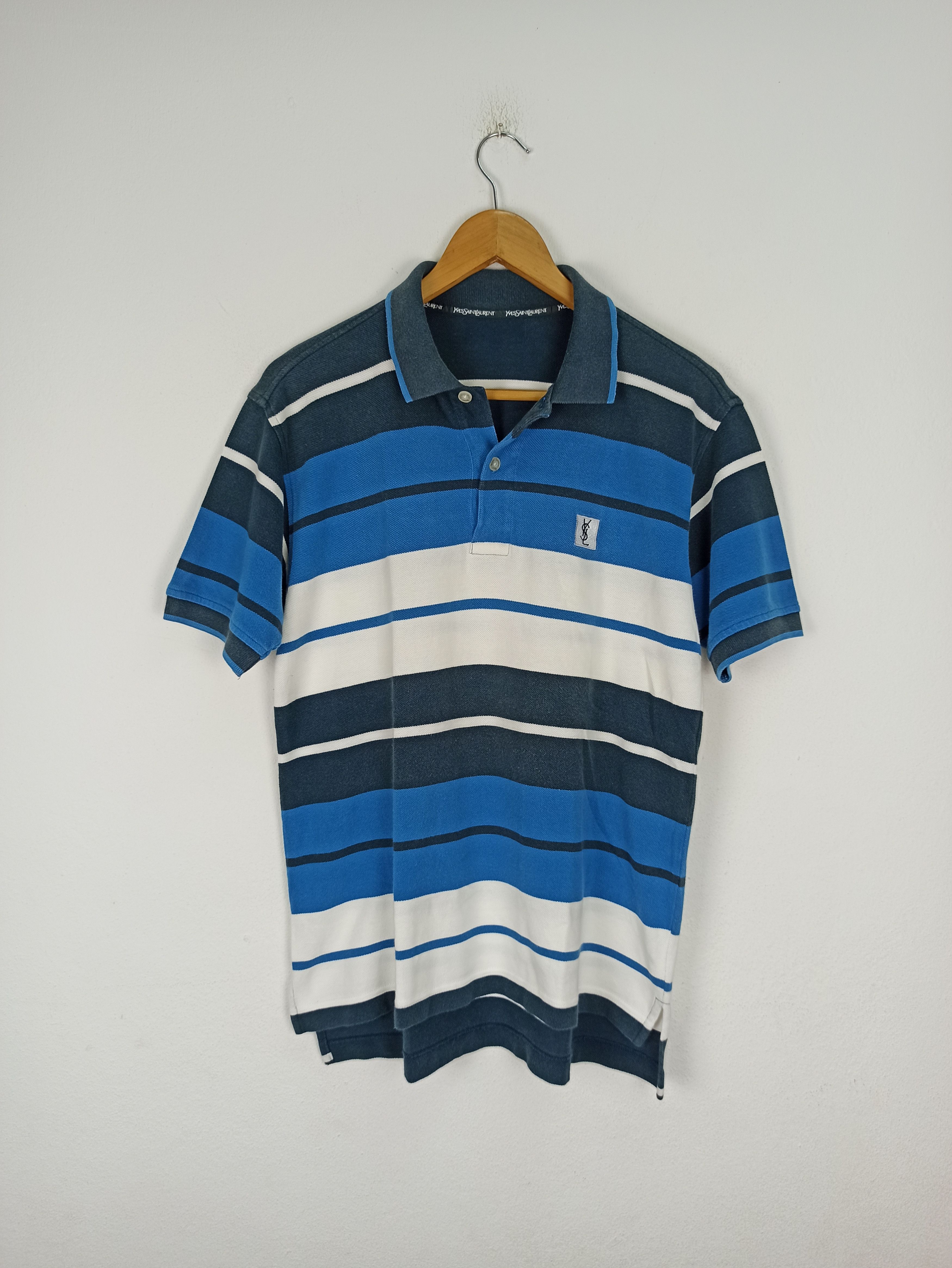 Vintage🔥 YSL Striped Polo Shirt Good Condition