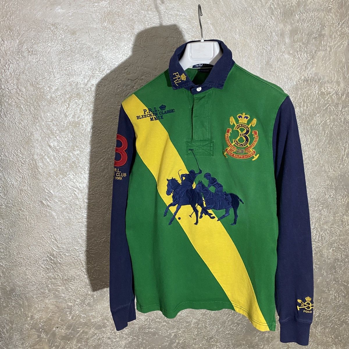Pre-owned Polo Ralph Lauren X Vintage Prl Club Challenge Cup Vintage 90's Rugby Shirt Y2k Hype In Green