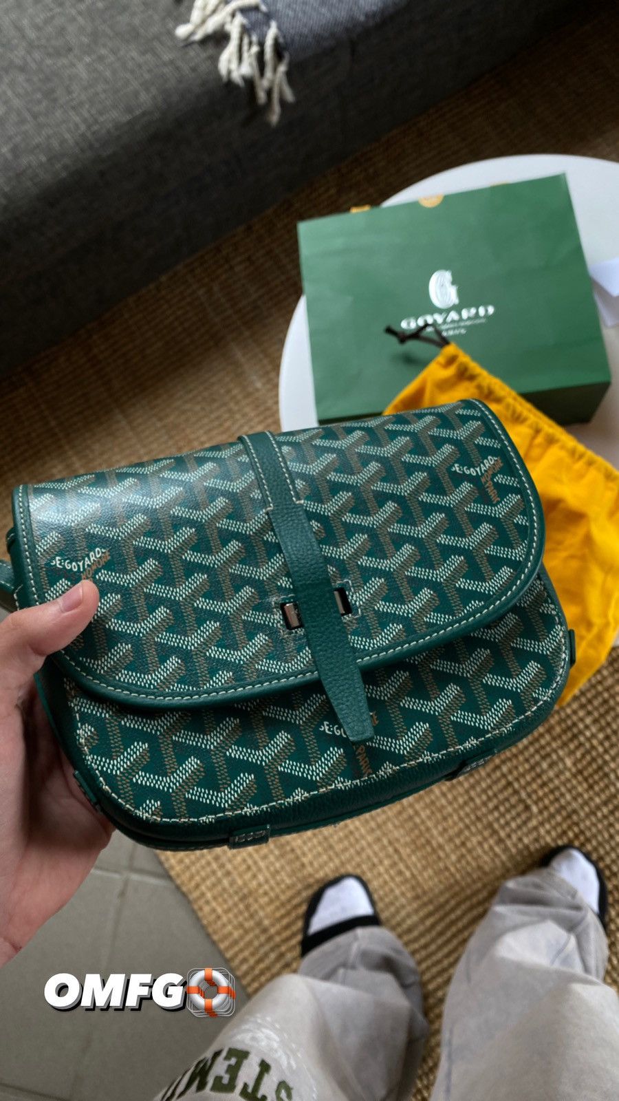 GOYARD Goyardine Belvedere PM Messenger Bag Green 105918