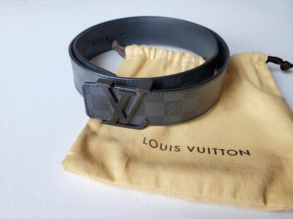 Louis Vuitton Damier Graphite LV Initiales 40mm Reversible Belt, Grey, 95