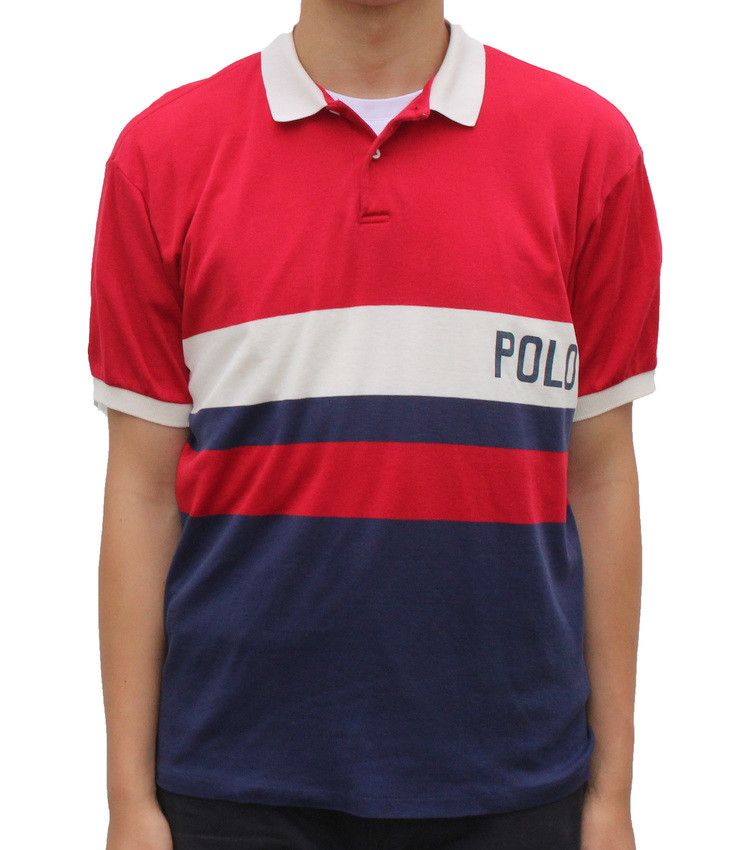 image of Vintage Polo Ralph Laurent Striped Polo Spelled Polo Xxl, Men's