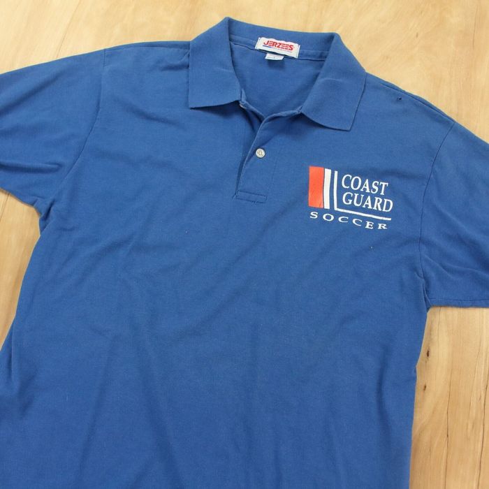 Jerzees vtg usa made polo shirt jerzees LARGE coast guard soccer 80s