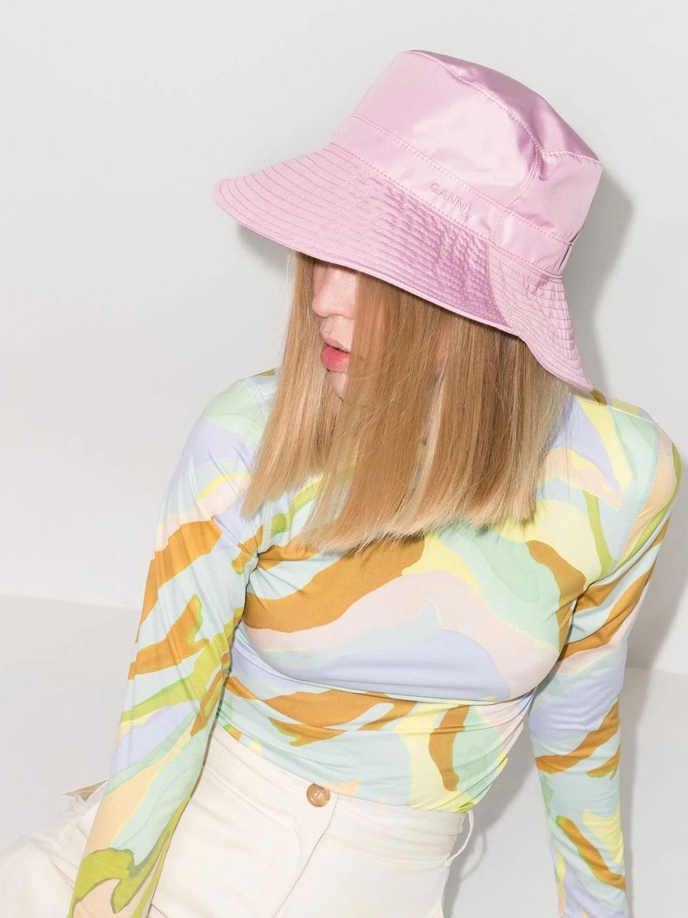 Gianni Valentino Ganni Pink Bucket Hat Size ONE SIZE - 3 Thumbnail