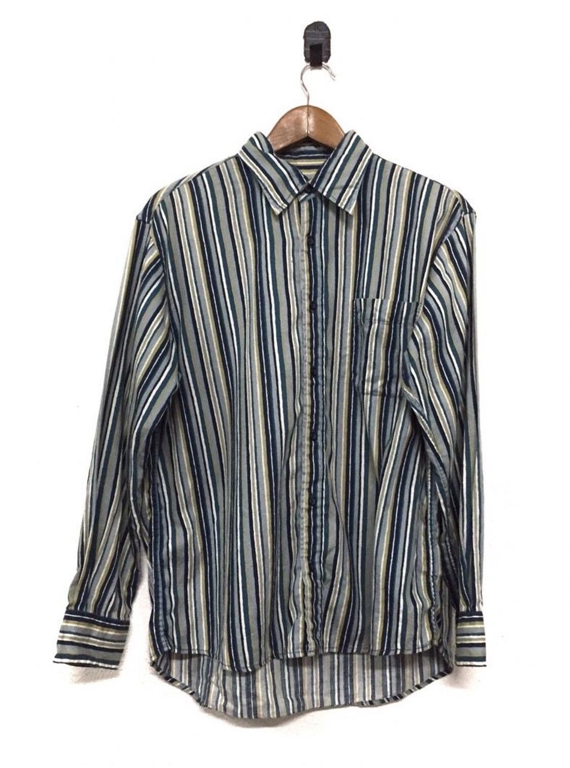 image of Jeaning Garage Stripa Button Shirt in Stripe, Men's (Size Large)
