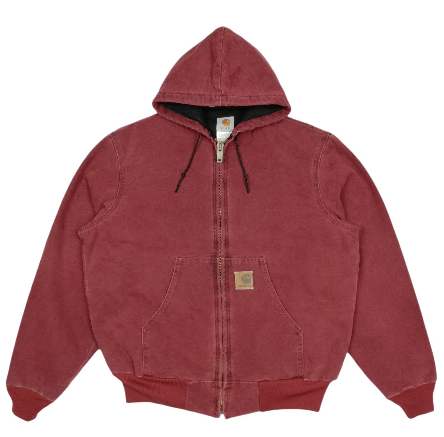 Carhartt × Carhartt Wip 🔥Maroon Cotton Quilted Flannel Lined Active Jacket Hoodies Size US M / EU 48-50 / 2 - 2 Thumbnail