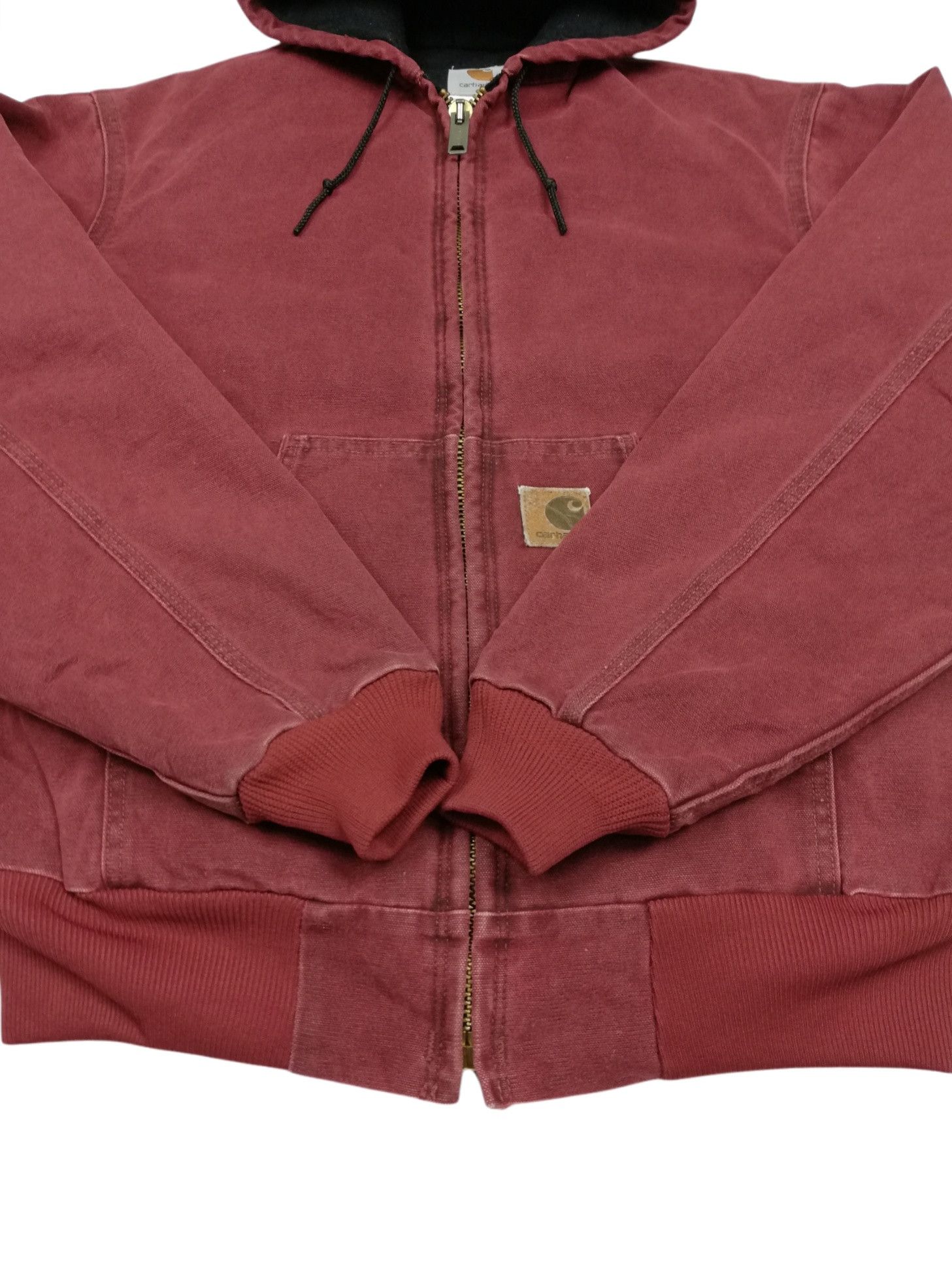 Carhartt × Carhartt Wip 🔥Maroon Cotton Quilted Flannel Lined Active Jacket Hoodies Size US M / EU 48-50 / 2 - 8 Thumbnail