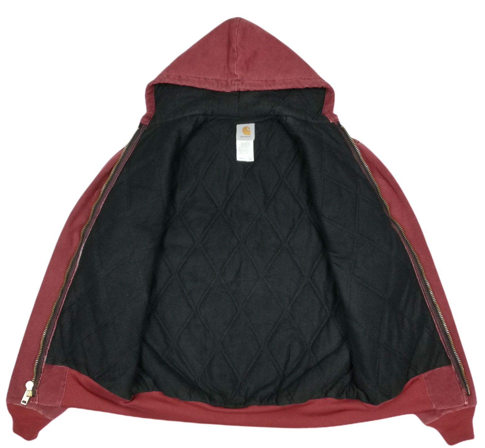 Carhartt × Carhartt Wip 🔥Maroon Cotton Quilted Flannel Lined Active Jacket Hoodies Size US M / EU 48-50 / 2 - 11 Thumbnail