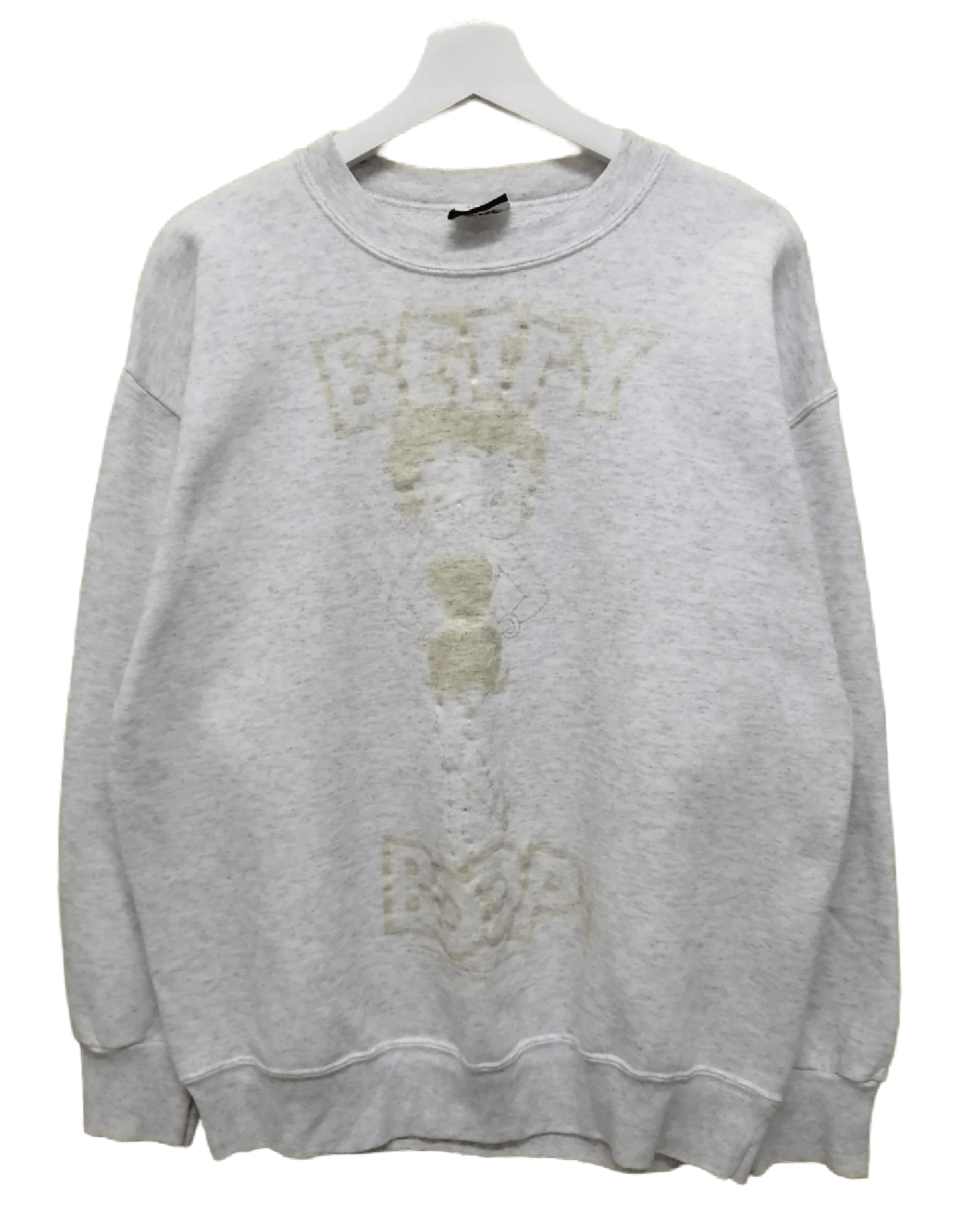 image of Cartoon Network x Signal Sport Vintage Betty Boop Spell Out Sweatshirt in Light Grey (Size Large)
