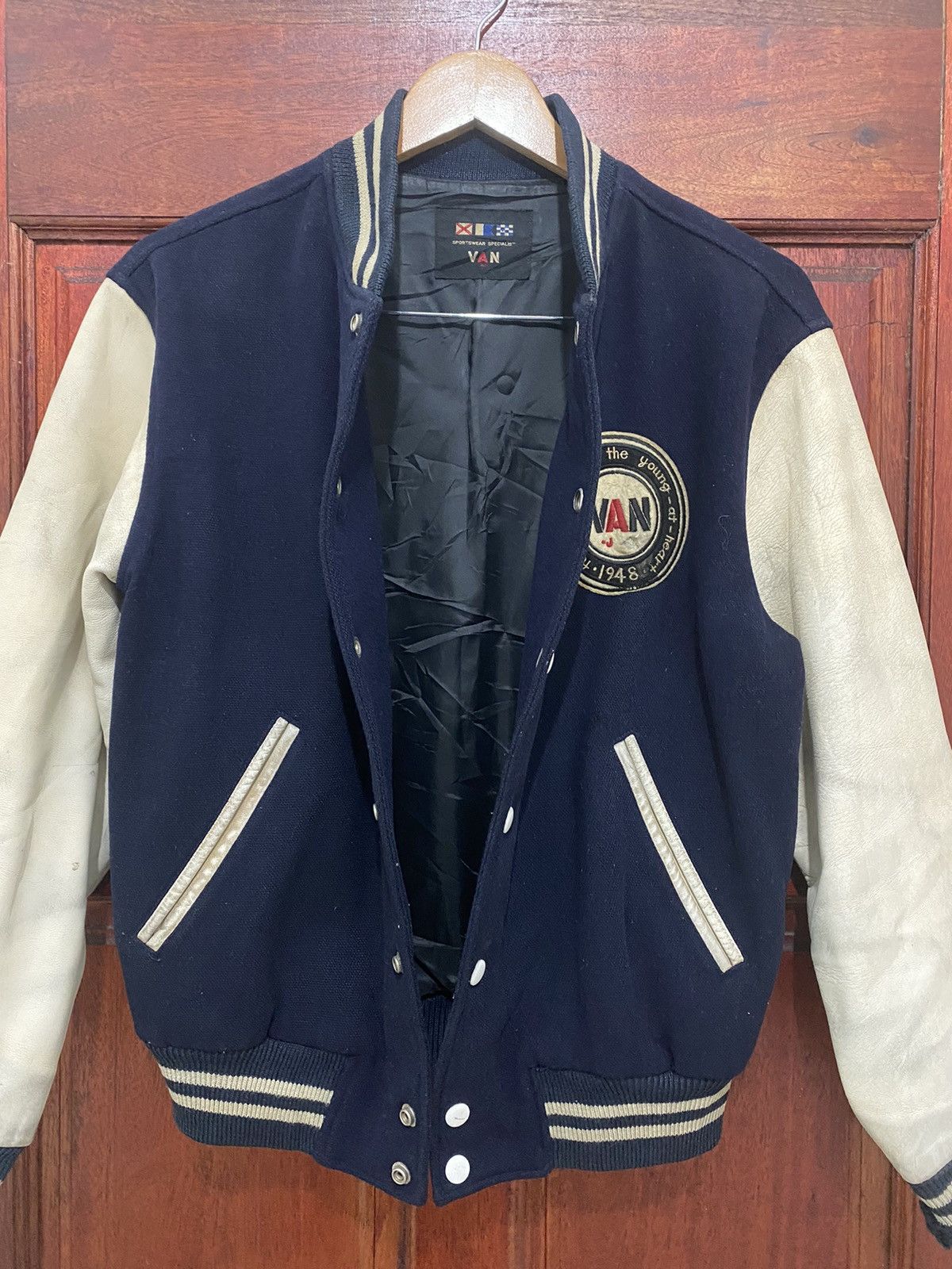 Leather Vintage Varsity Jacket Van Jac Touch Down American Football Size US M / EU 48-50 / 2 - 3 Thumbnail