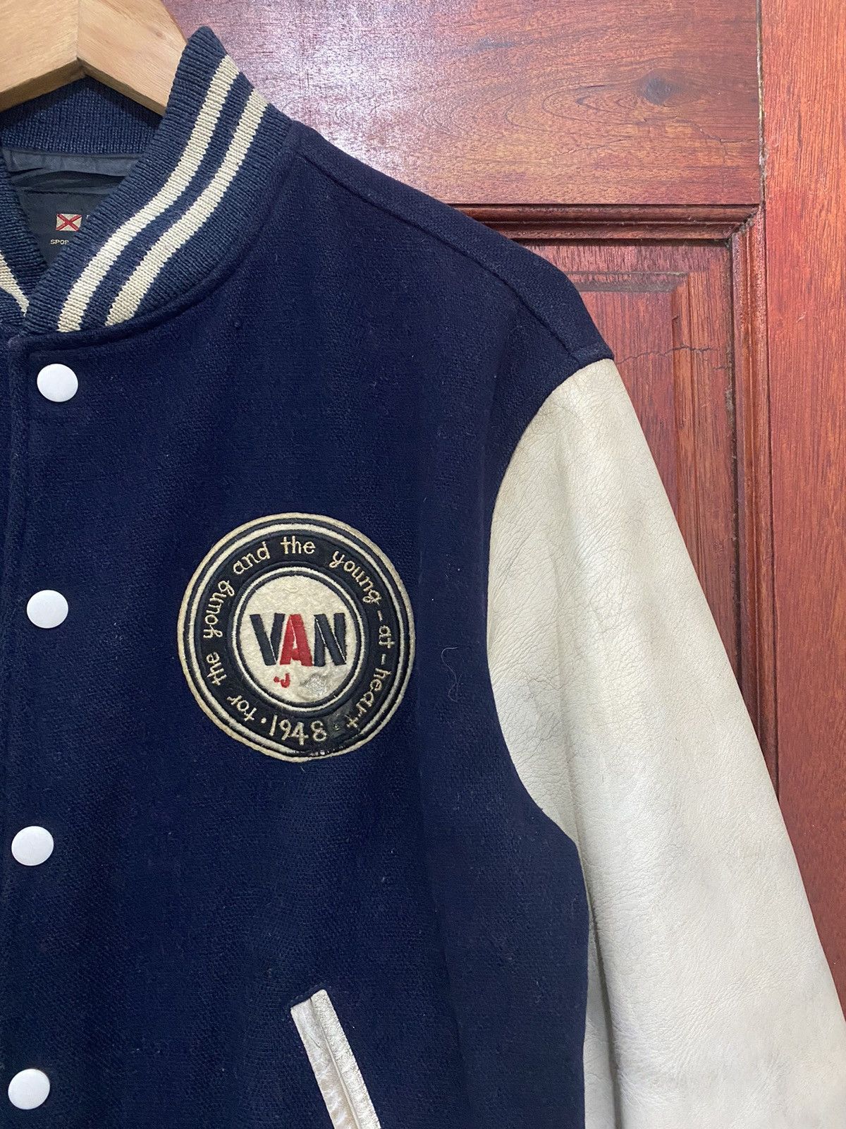 Leather Vintage Varsity Jacket Van Jac Touch Down American Football Size US M / EU 48-50 / 2 - 4 Thumbnail