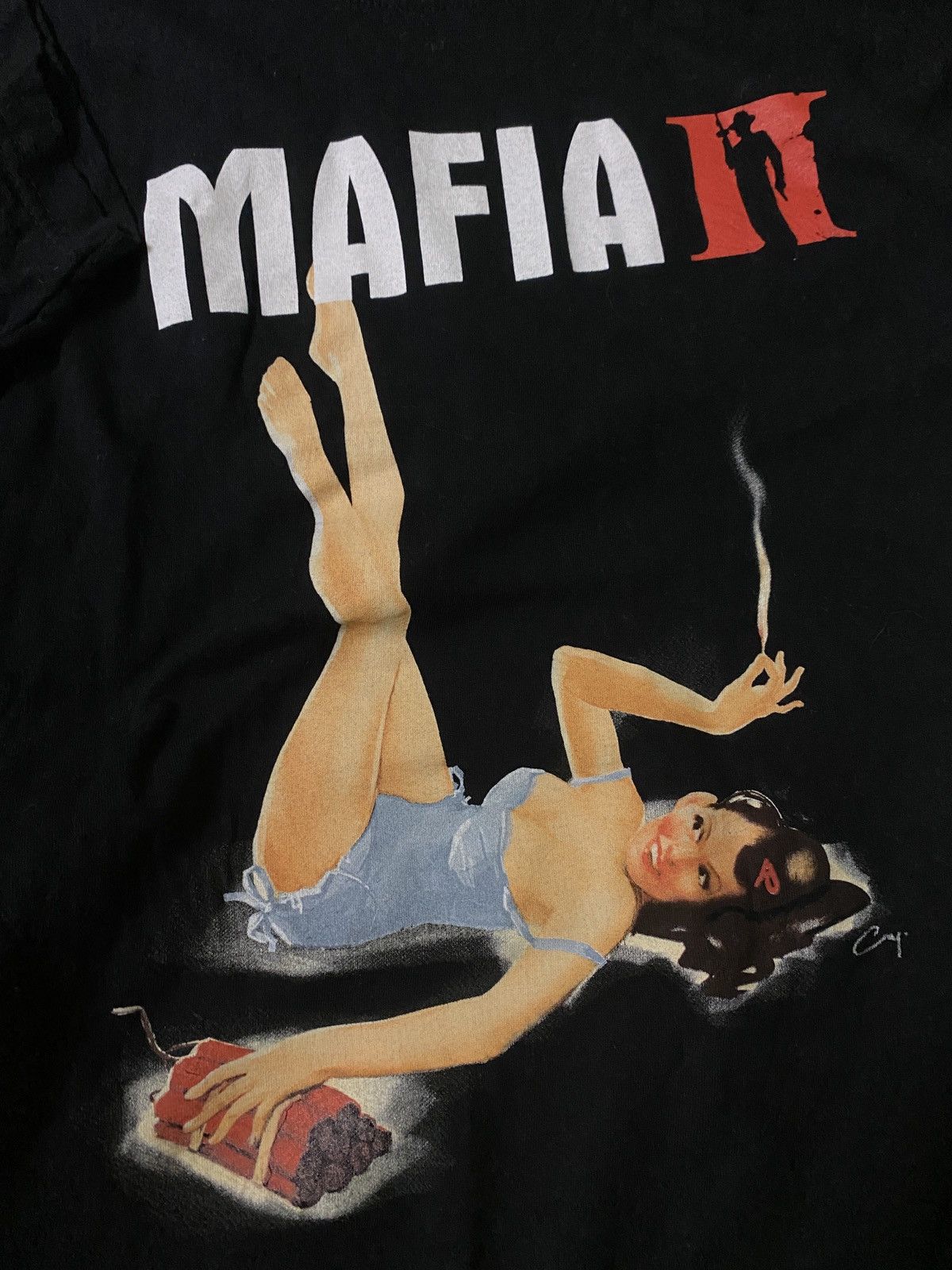 Playstation Vintage Mafia 2 Playstation Game Naked Smoking Woman Tee 2k Size US L / EU 52-54 / 3 - 3 Thumbnail