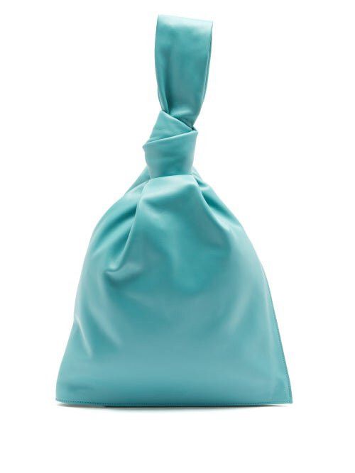 image of Bottega Veneta Twist Robin's Egg Blue Leather Knotted Bag, Women's