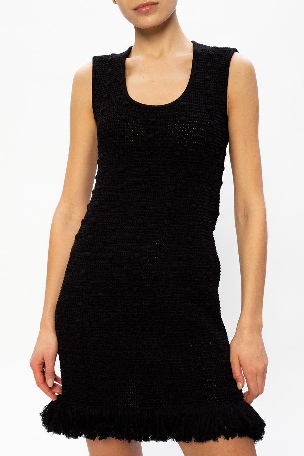 Bottega Veneta BOTTEGA VENETA black sleeveless crocheted mini fringe dress Size M / US 6-8 / IT 42-44 - 6 Thumbnail