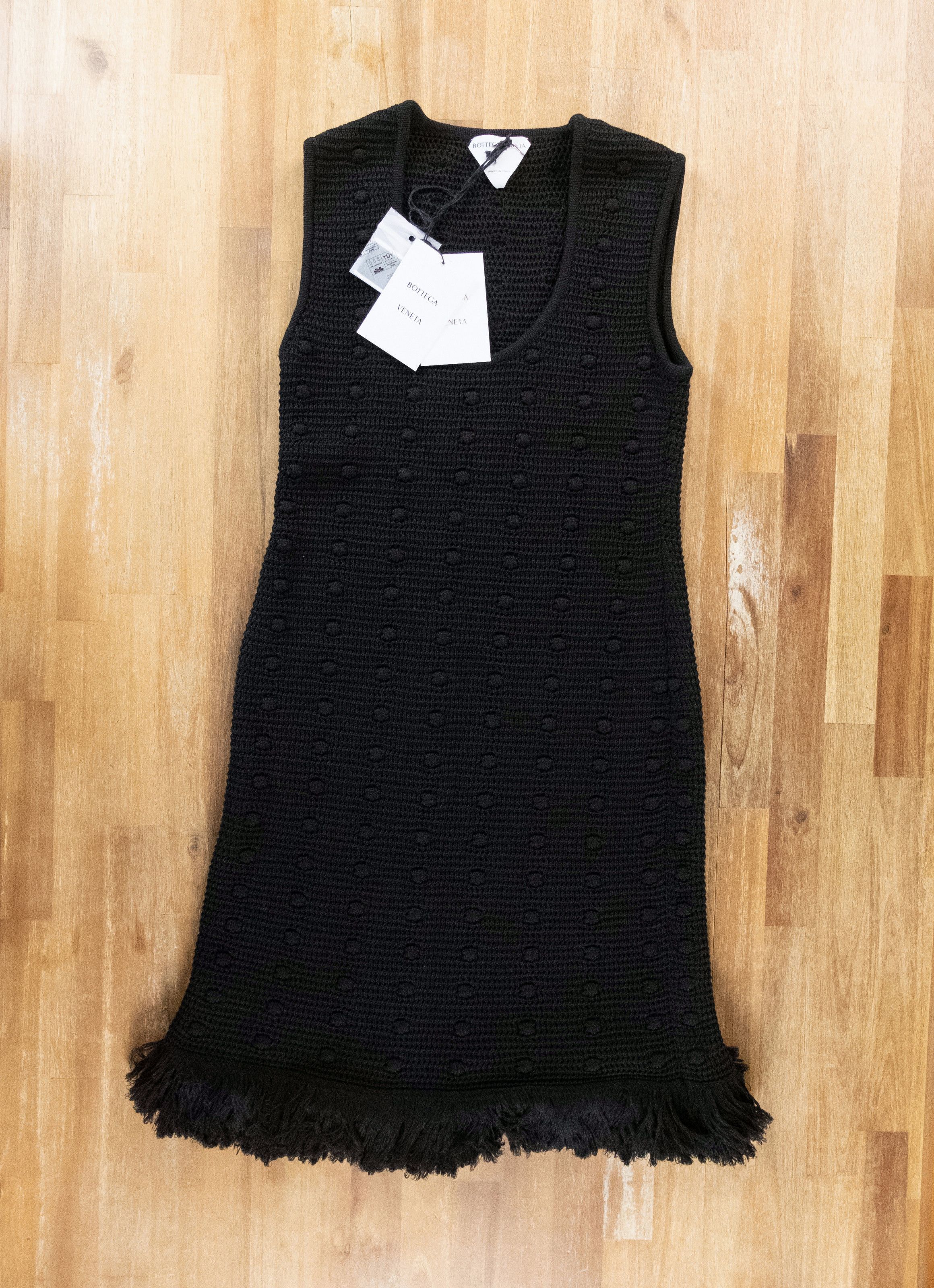 Bottega Veneta BOTTEGA VENETA black sleeveless crocheted mini fringe dress Size M / US 6-8 / IT 42-44 - 8 Thumbnail