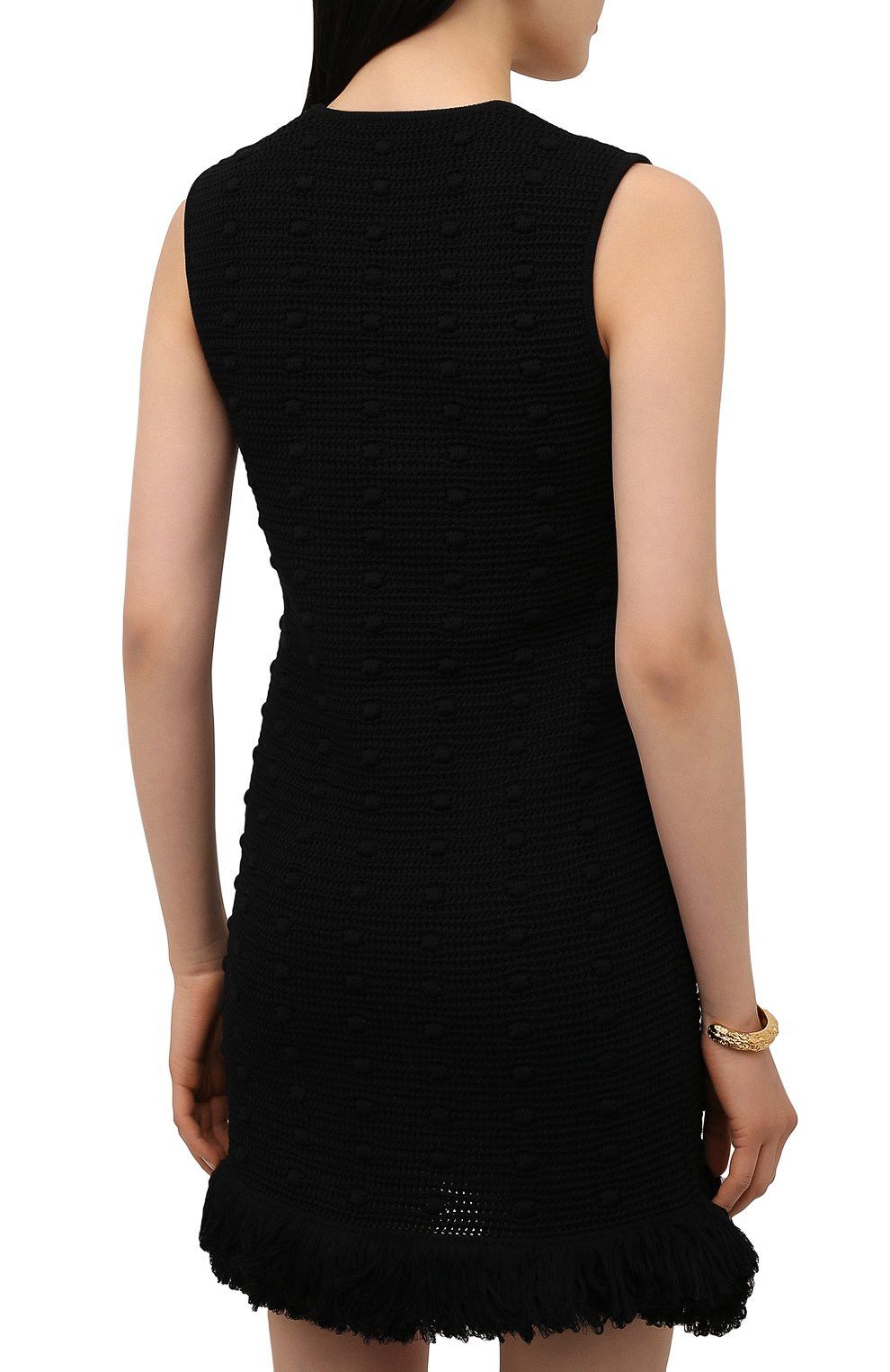 Bottega Veneta BOTTEGA VENETA black sleeveless crocheted mini fringe dress Size M / US 6-8 / IT 42-44 - 4 Thumbnail