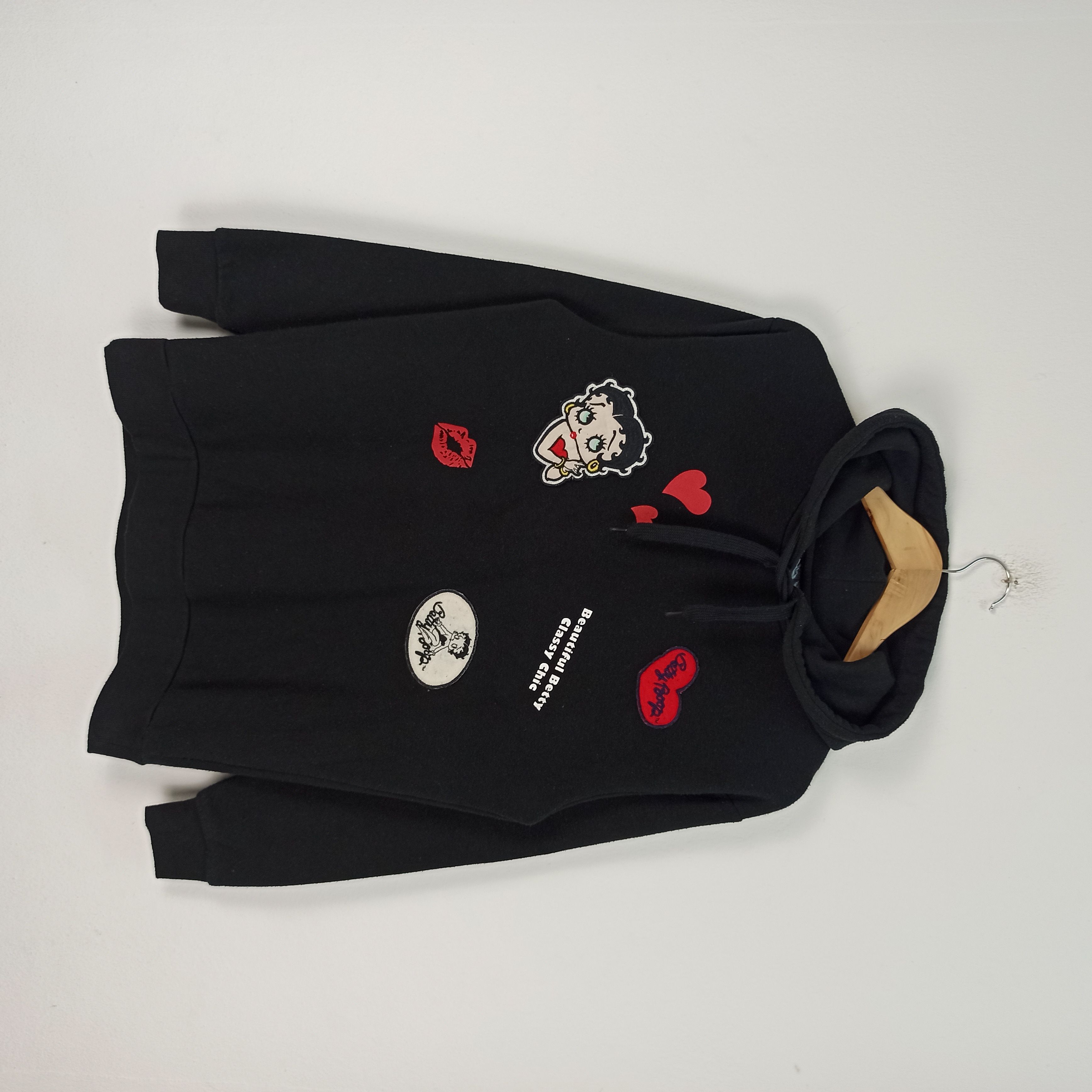 image of Strange Heaven X Betty Boop Hoodie Pacth Logo in Black, Men's (Size Medium)