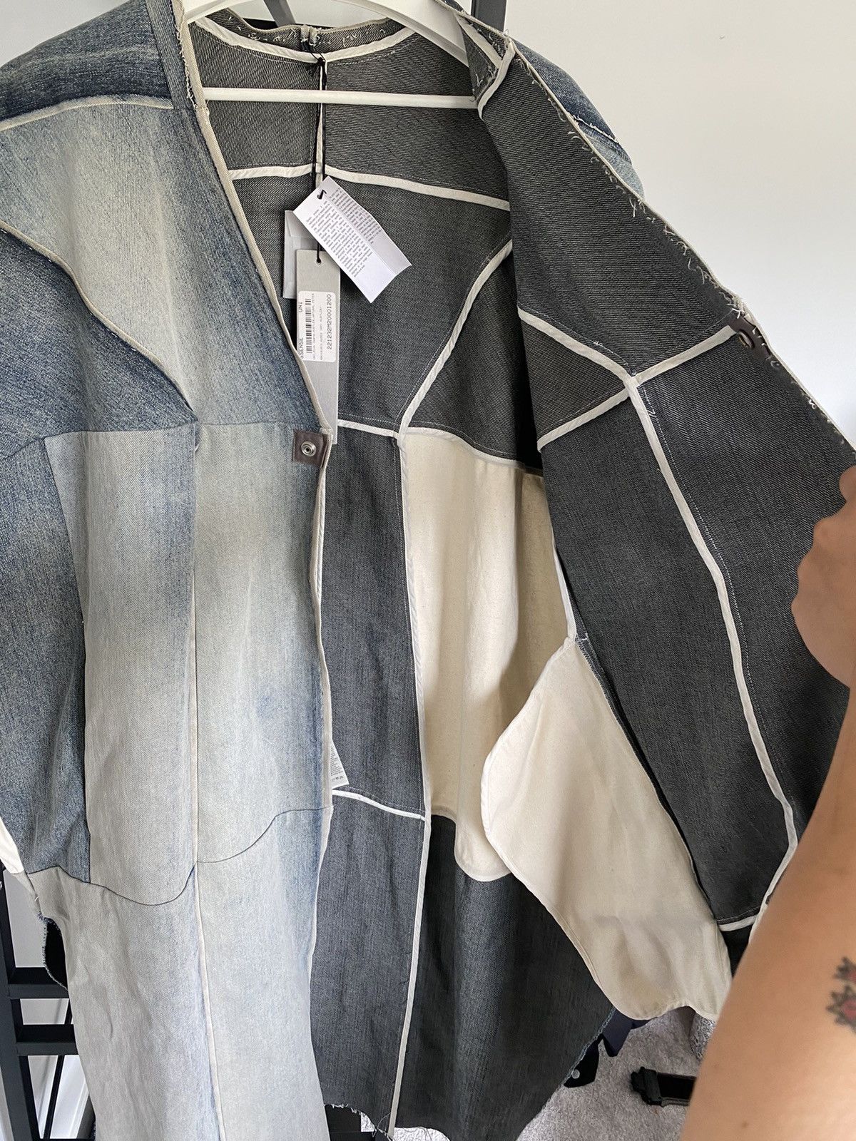 Rick Owens *RARE*Rick Owens Peter denim patchwork cloak onesize Size US M / EU 48-50 / 2 - 9 Thumbnail
