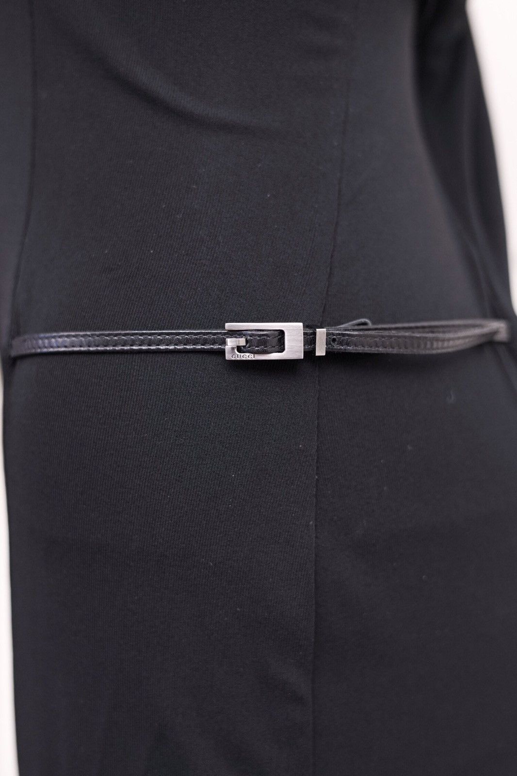 Gucci Tom Ford S/S 1998 Leather Strap Accent Black Dress