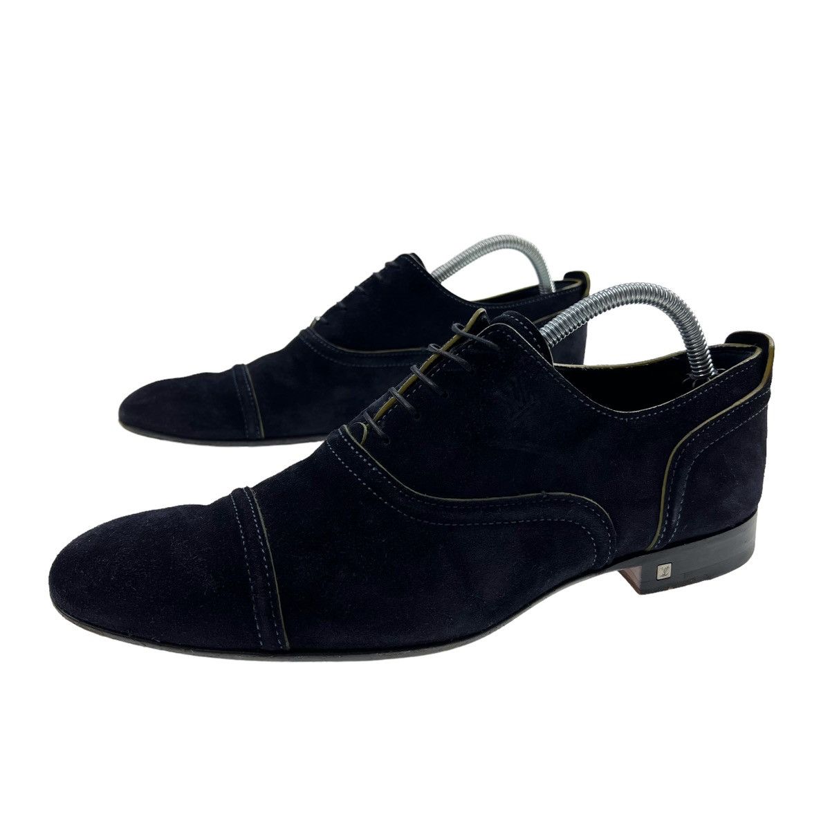 image of Louis Vuitton Navy Suede Derby Oxford Brogues Shoes, Men's (Size 9)