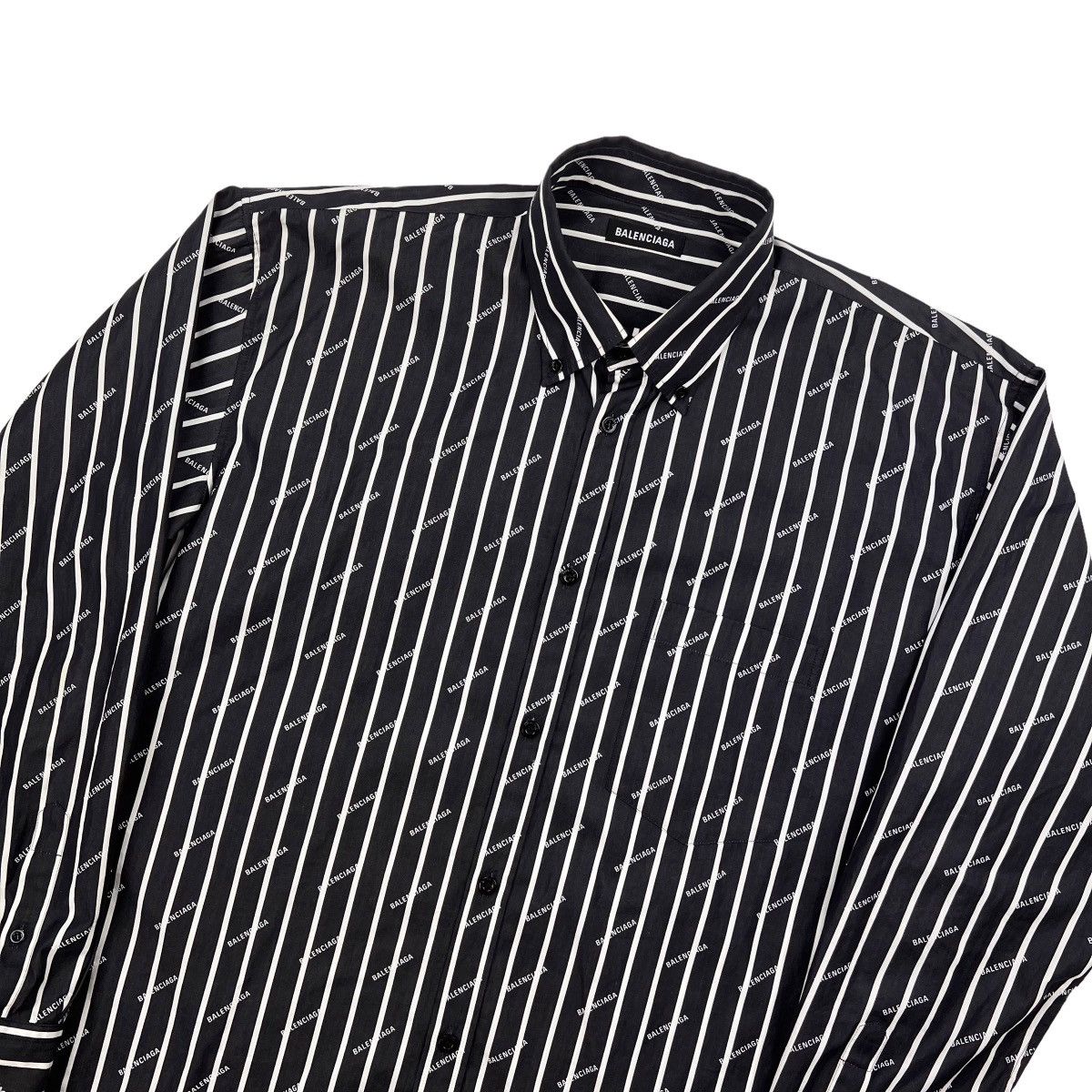 image of Balenciaga Striped Shirt in White, Men's (Size Medium)