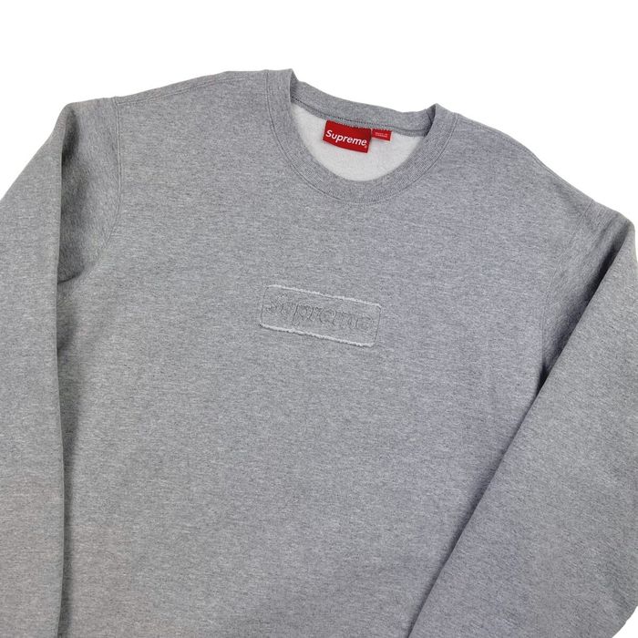 Supreme Supreme Grey Cutout Box Logo Sweatshirt | Grailed