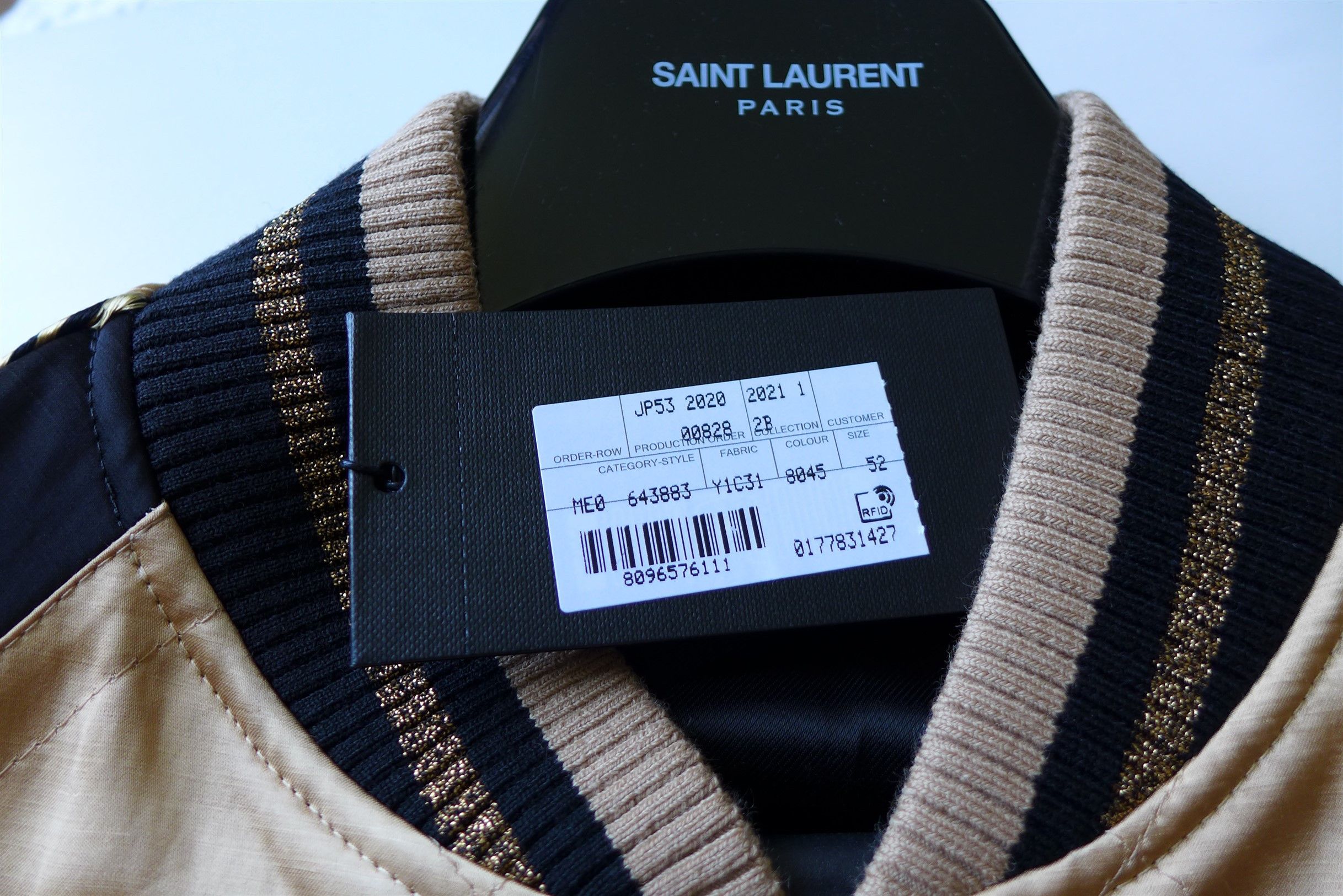 Saint Laurent Paris Size 52, Saint Laurent Teddy Bomber Jacket - Pale Gold Satin Size US L / EU 52-54 / 3 - 18 Thumbnail