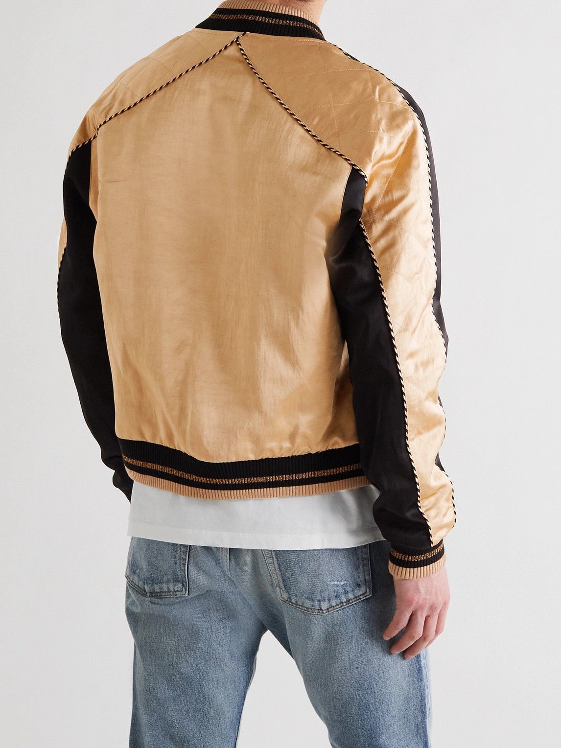 Saint Laurent Paris Size 52, Saint Laurent Teddy Bomber Jacket - Pale Gold Satin Size US L / EU 52-54 / 3 - 4 Thumbnail
