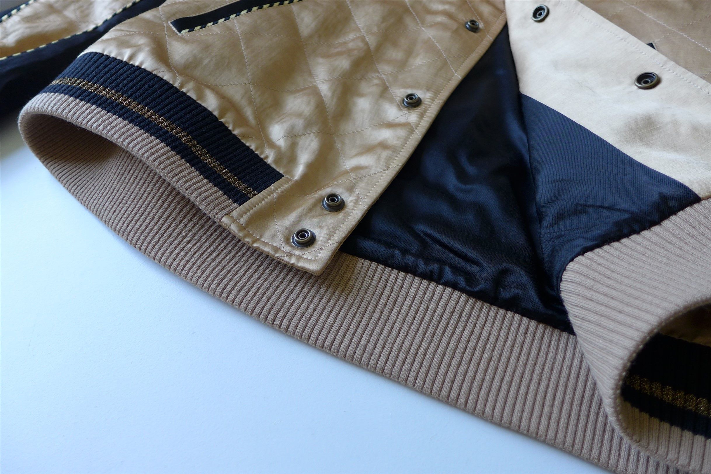 Saint Laurent Paris Size 52, Saint Laurent Teddy Bomber Jacket - Pale Gold Satin Size US L / EU 52-54 / 3 - 16 Thumbnail