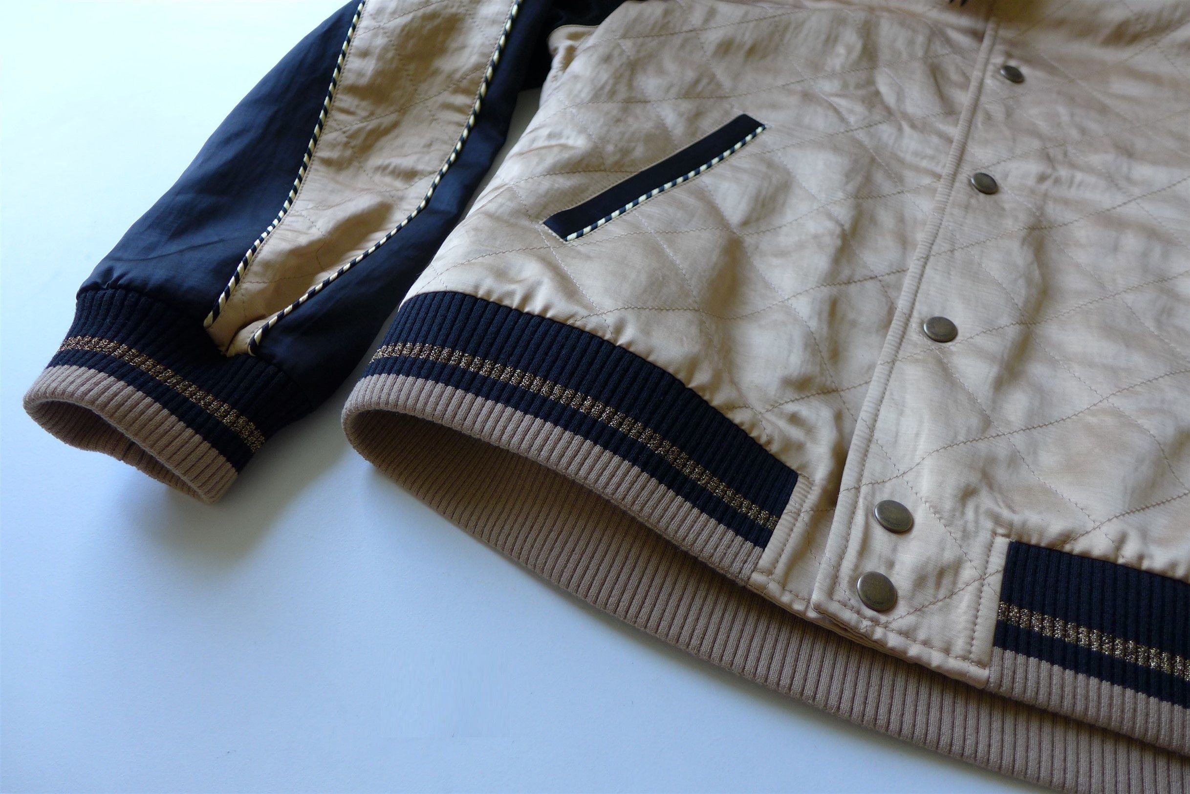 Saint Laurent Paris Size 48, Saint Laurent Teddy Bomber Jacket - Pale Gold Satin Size US M / EU 48-50 / 2 - 14 Thumbnail