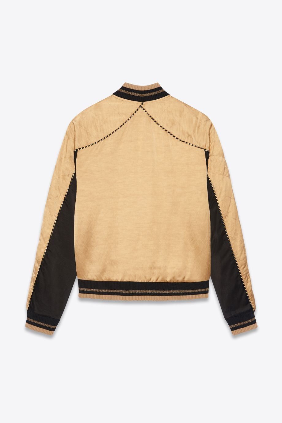 Saint Laurent Paris Size 48, Saint Laurent Teddy Bomber Jacket - Pale Gold Satin Size US M / EU 48-50 / 2 - 2 Thumbnail