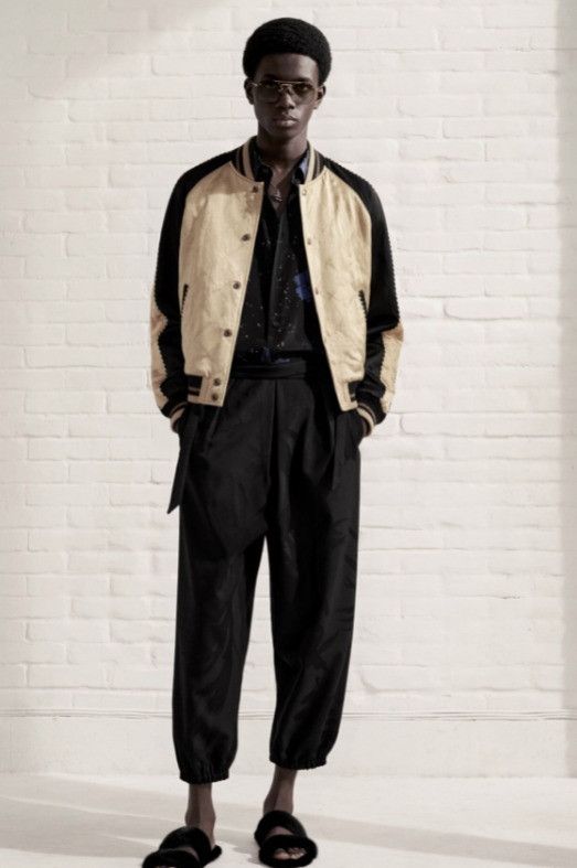 Saint Laurent Paris Size 48, Saint Laurent Teddy Bomber Jacket - Pale Gold Satin Size US M / EU 48-50 / 2 - 3 Thumbnail