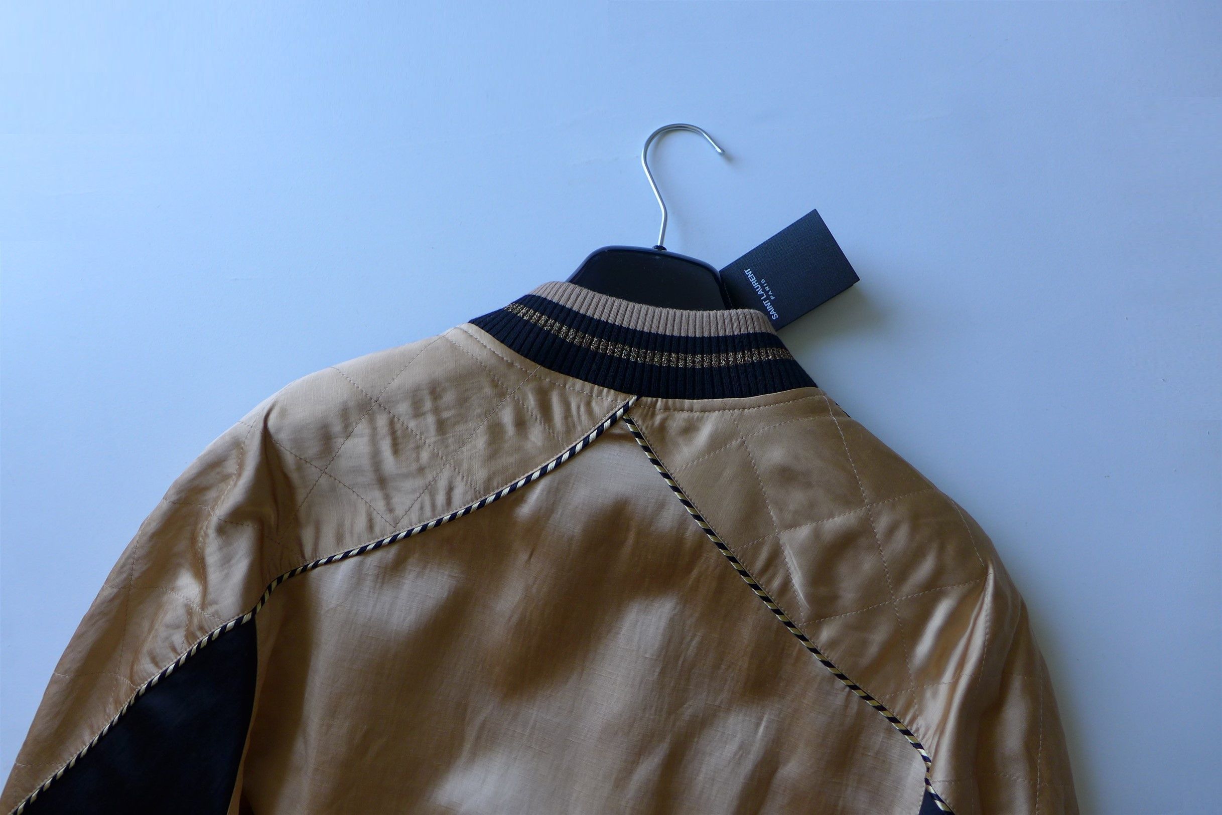 Saint Laurent Paris Size 50, Saint Laurent Teddy Bomber Jacket - Pale Gold Satin Size US M / EU 48-50 / 2 - 10 Thumbnail