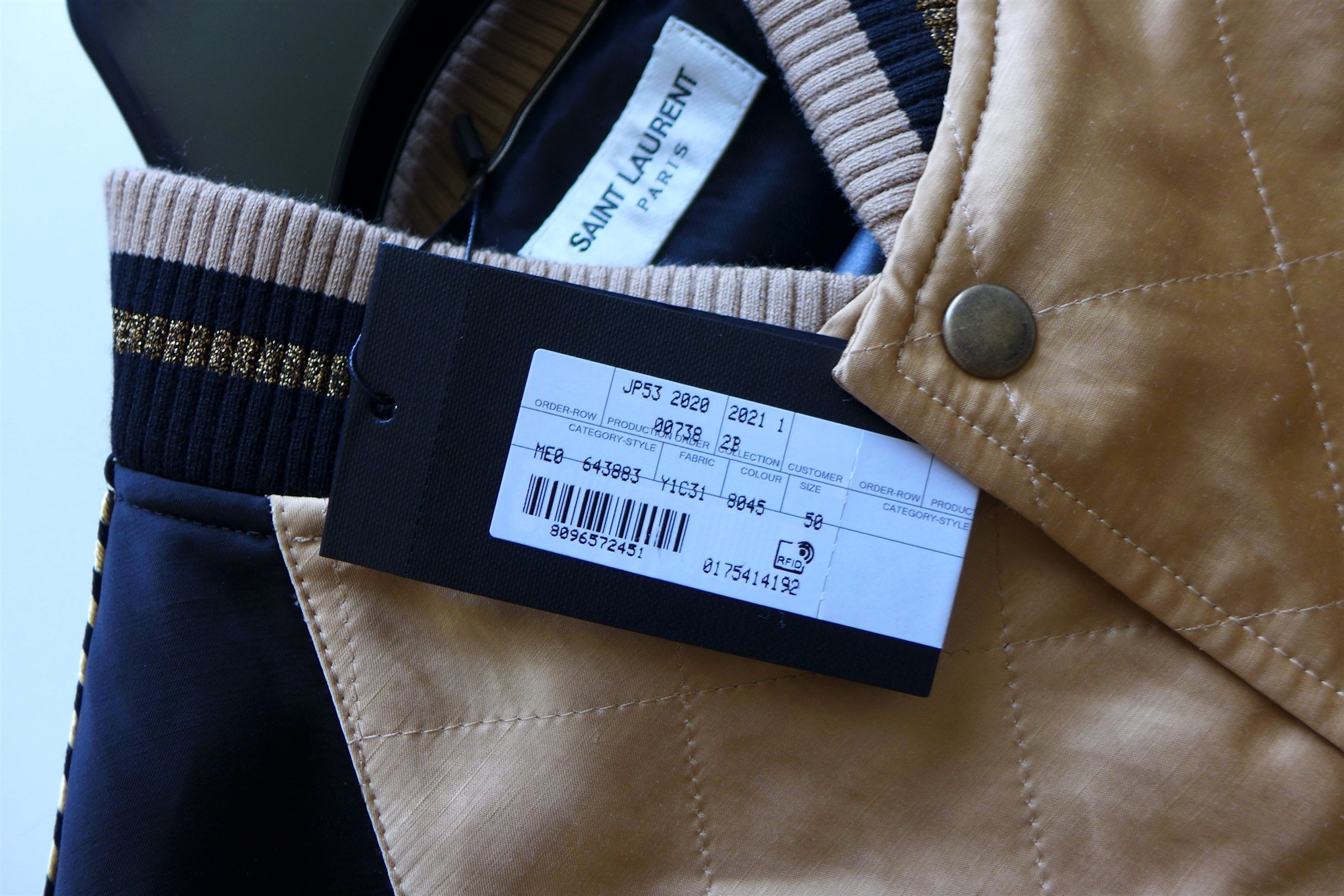 Saint Laurent Paris Size 50, Saint Laurent Teddy Bomber Jacket - Pale Gold Satin Size US M / EU 48-50 / 2 - 18 Thumbnail