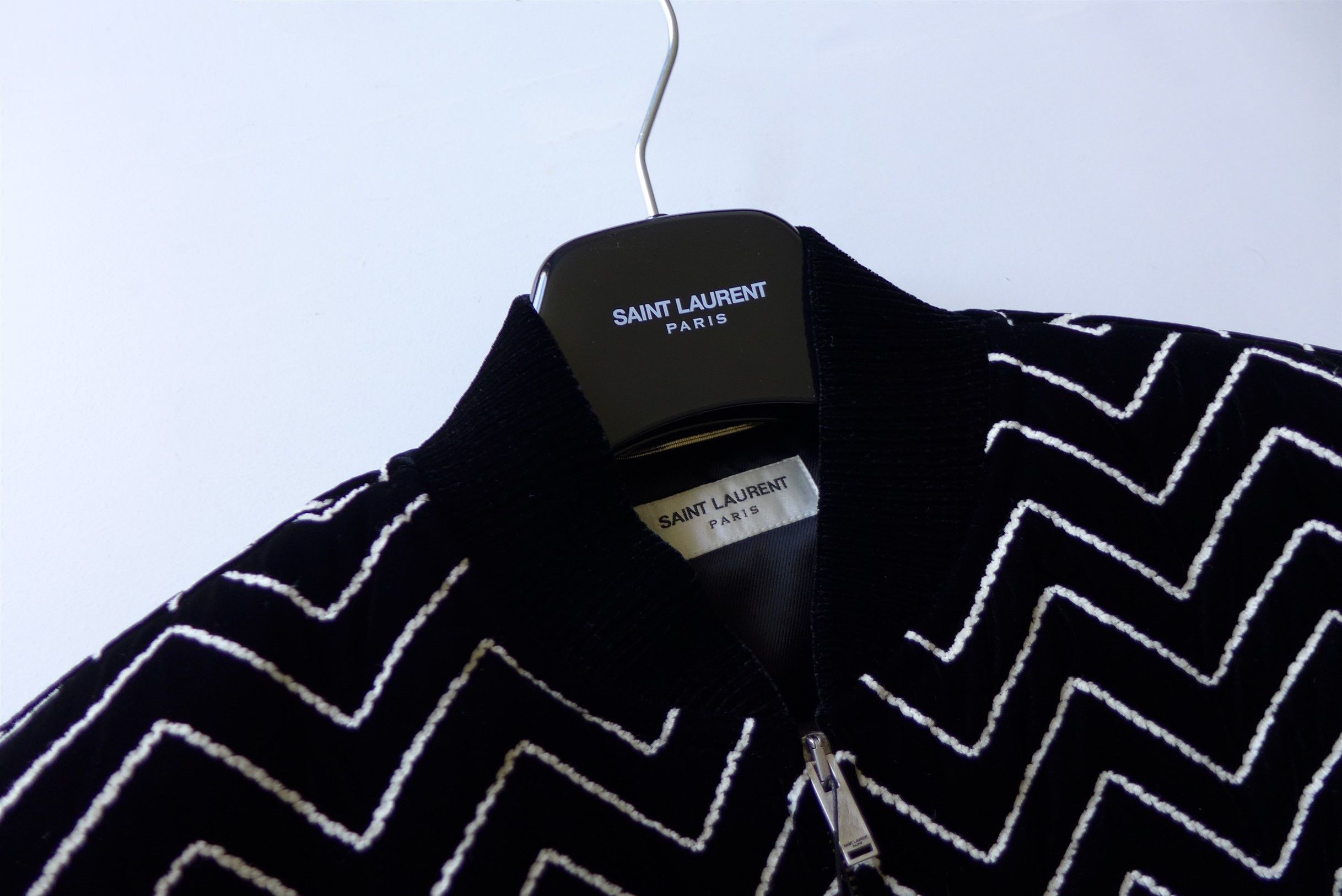 Saint Laurent Paris Saint Laurent Zigzag Velvet Bomber Jacket Size US M / EU 48-50 / 2 - 10 Thumbnail