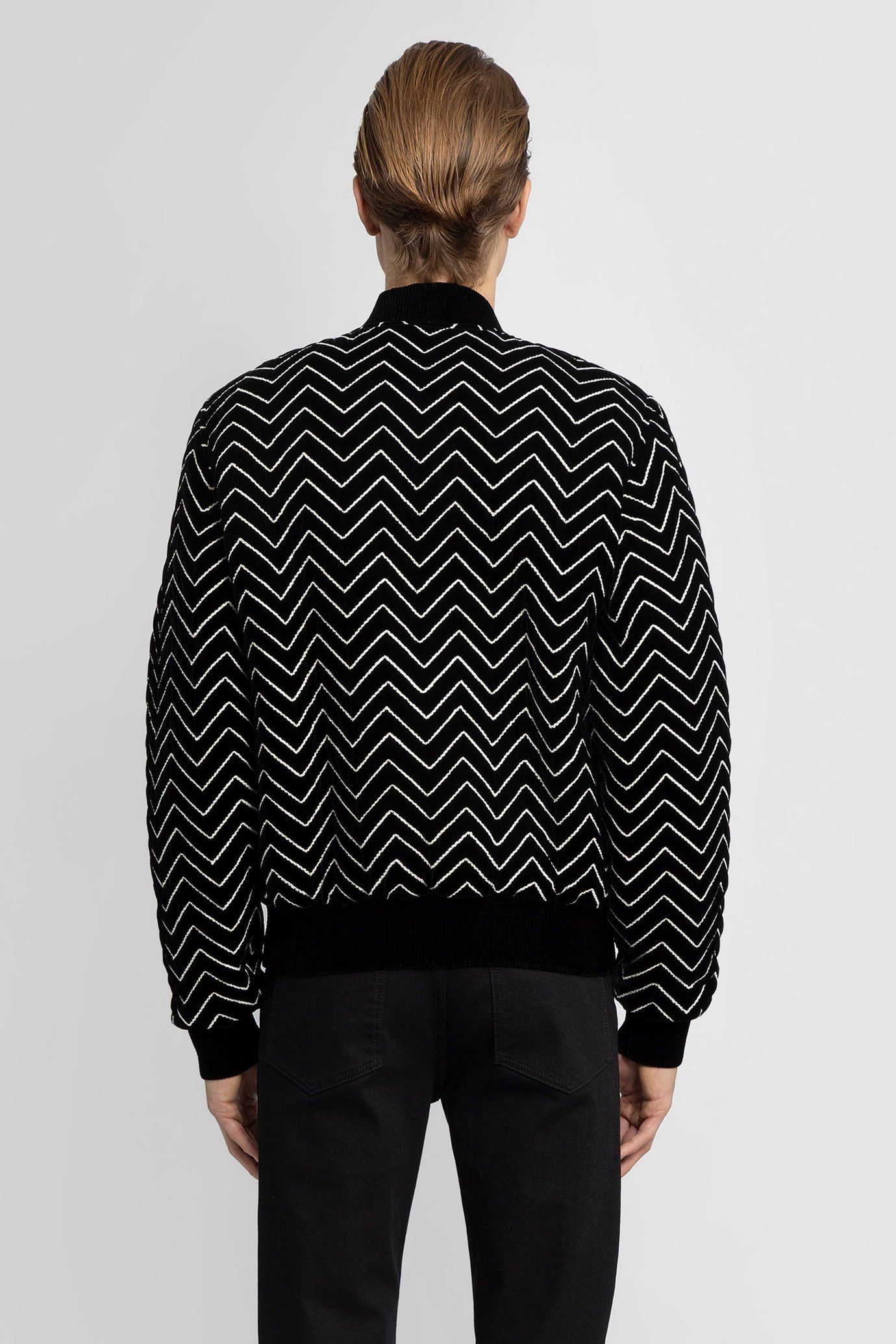 Saint Laurent Paris Saint Laurent Zigzag Velvet Bomber Jacket Size US M / EU 48-50 / 2 - 4 Thumbnail