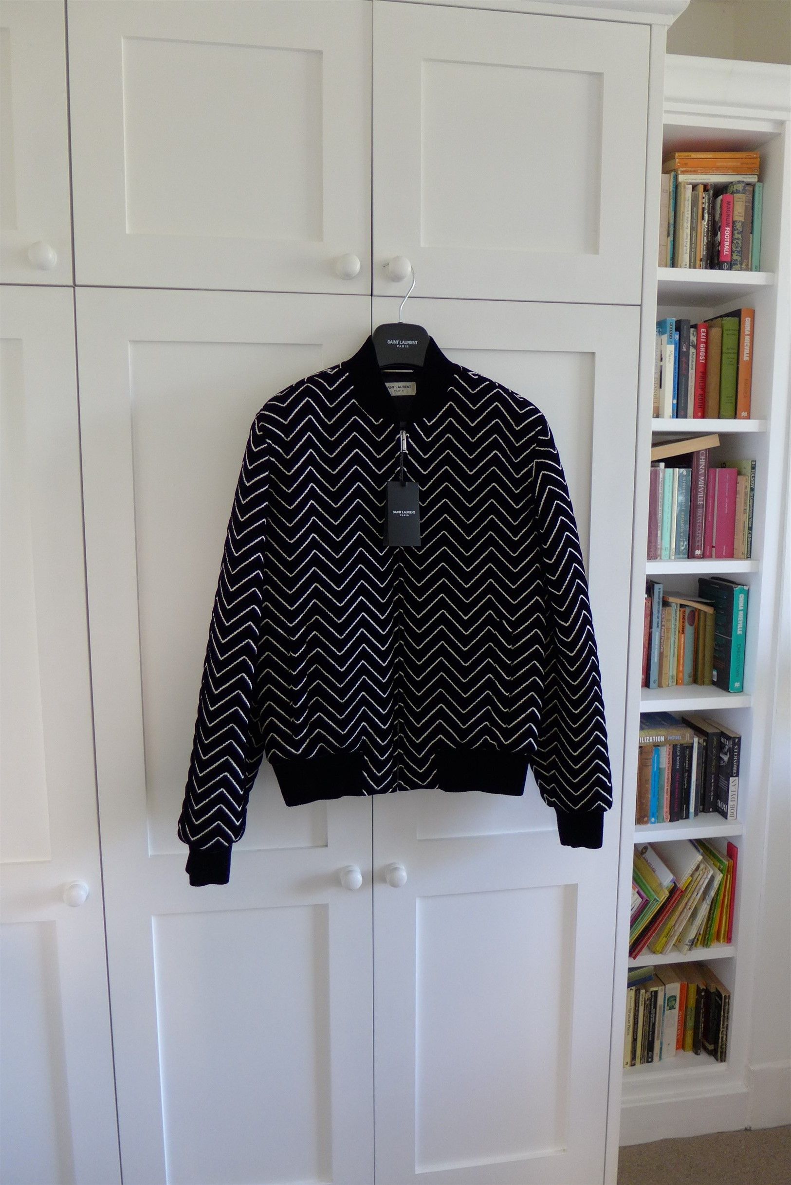Saint Laurent Paris Saint Laurent Zigzag Velvet Bomber Jacket Size US M / EU 48-50 / 2 - 5 Thumbnail