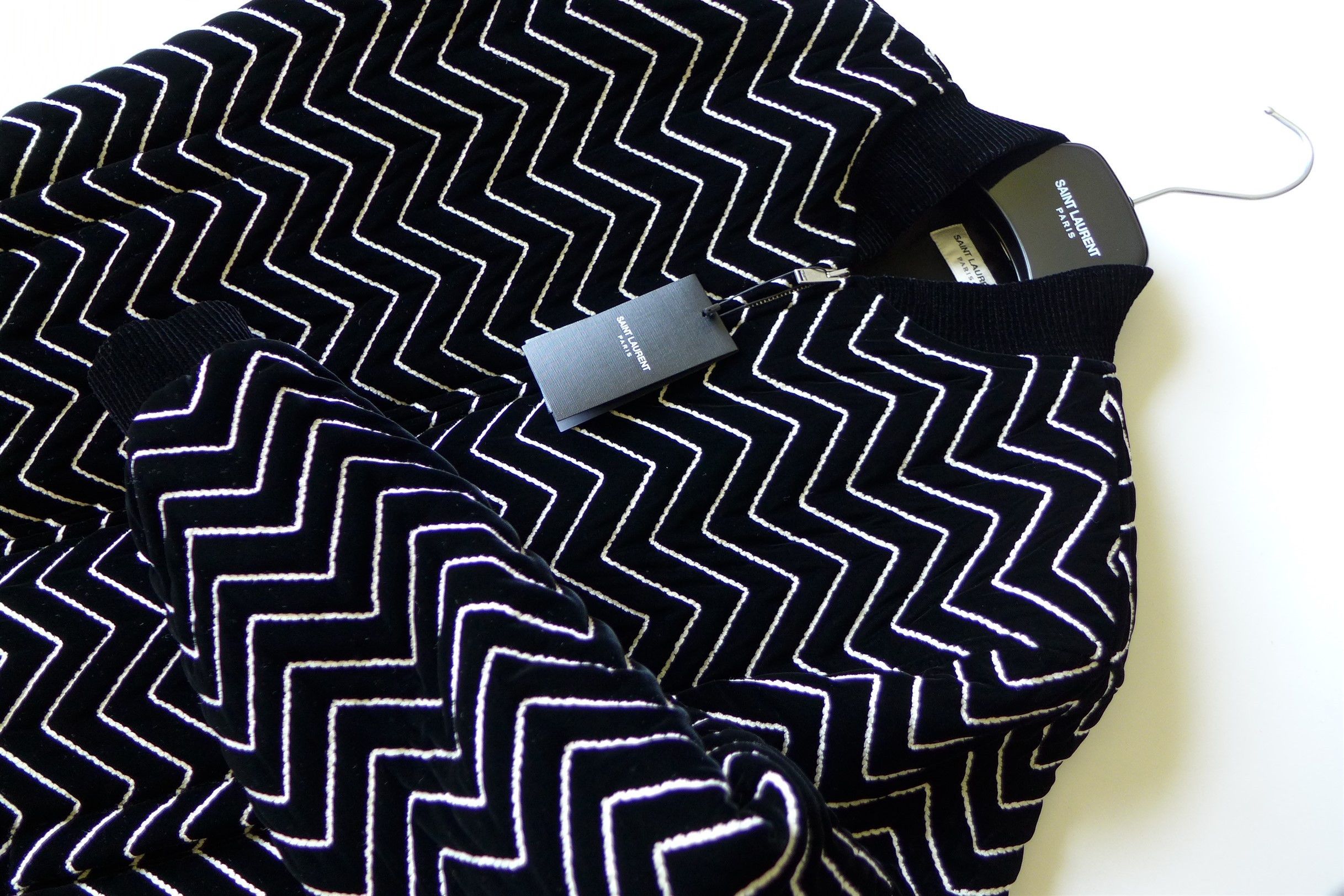 Saint Laurent Paris Saint Laurent Zigzag Velvet Bomber Jacket Size US M / EU 48-50 / 2 - 8 Thumbnail