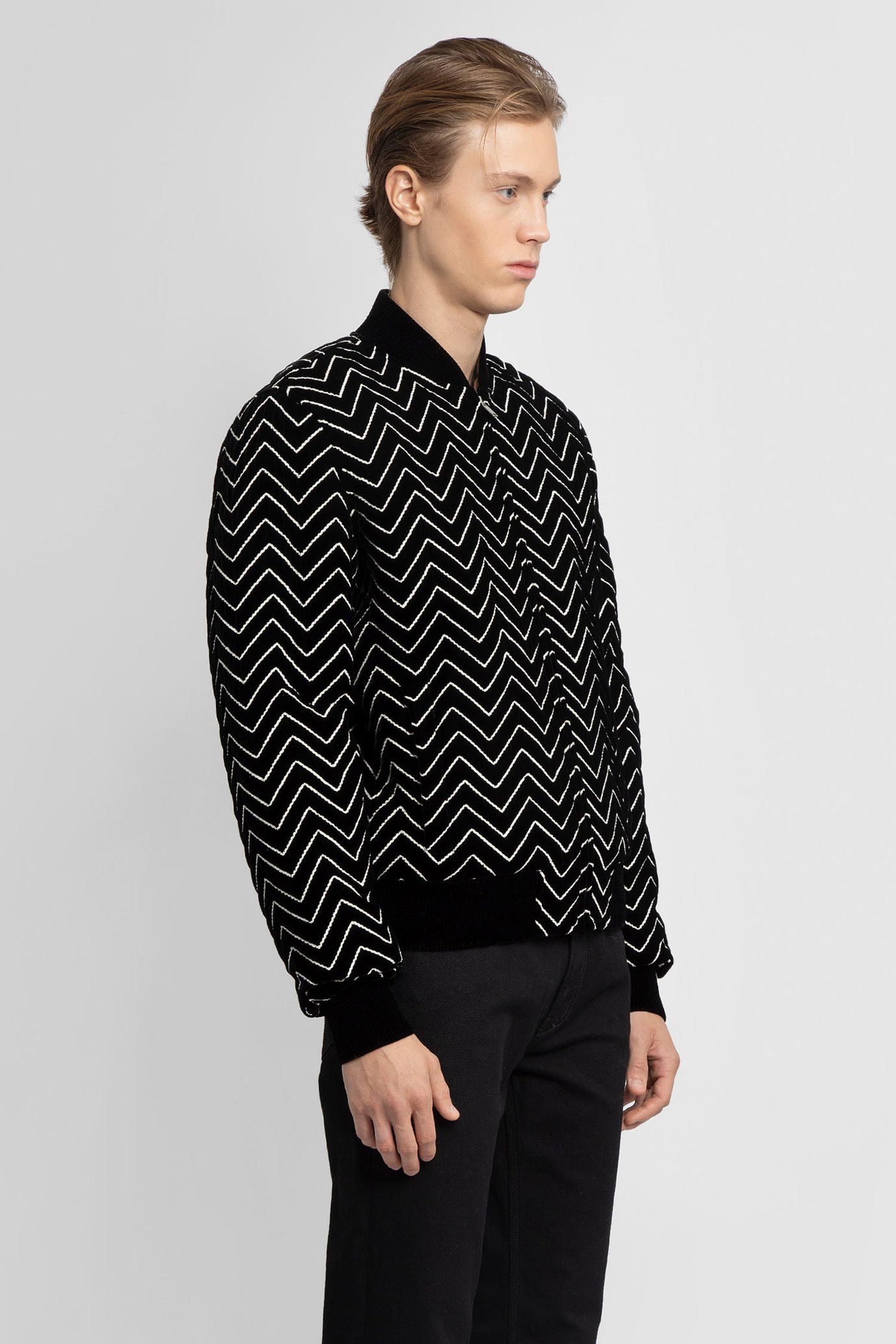 Saint Laurent Paris Saint Laurent Zigzag Velvet Bomber Jacket Size US M / EU 48-50 / 2 - 3 Thumbnail