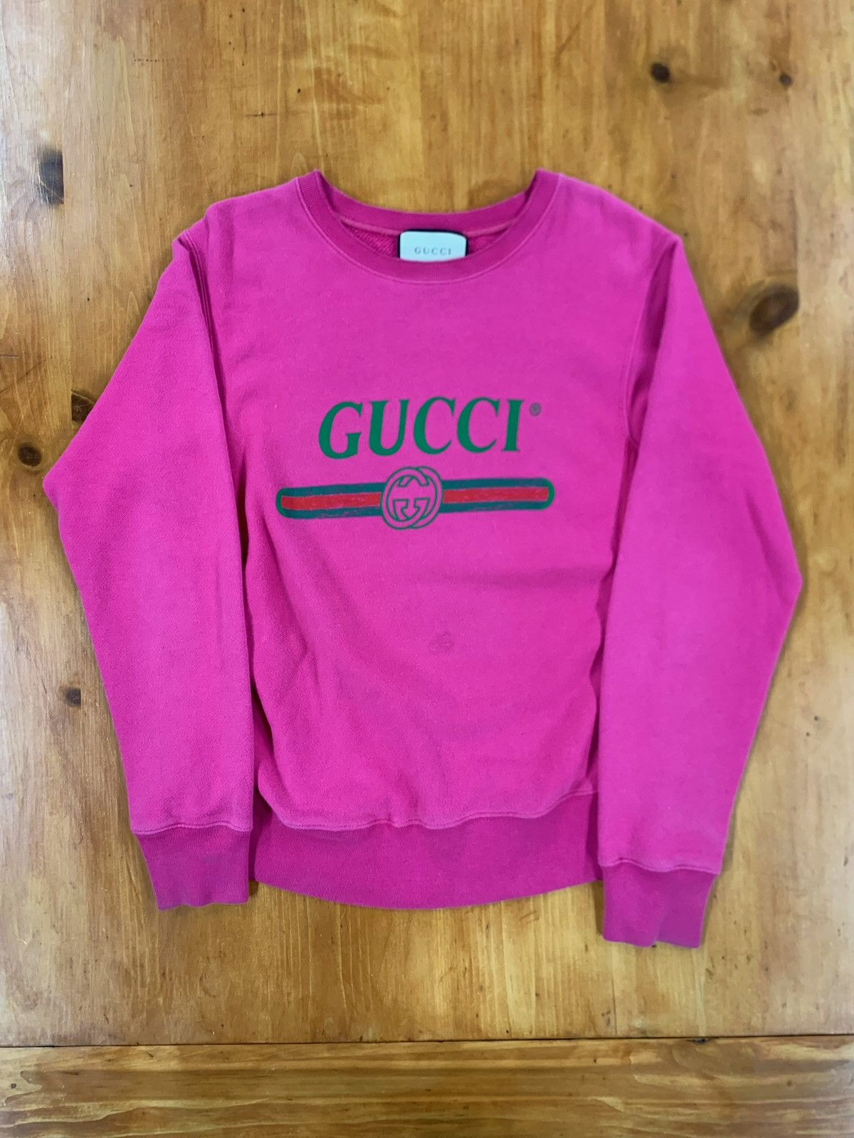 Pre-owned Gucci Logo Hot Pink Sweatshirt