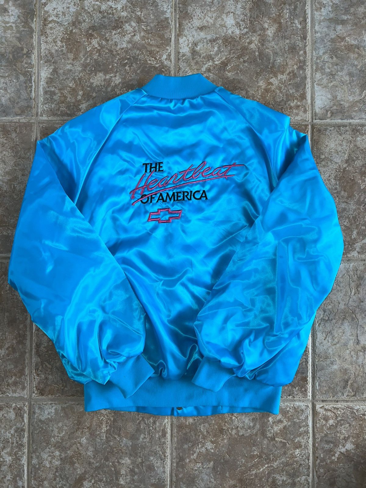 Vintage 90’s Satin Heartbeat of America Chevy Varsity Jacket