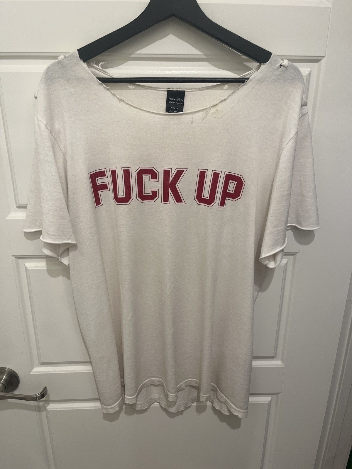 image of Number N Ine x Takahiromiyashita The Soloist Number (N)Ine Ss06 Fuck Up T Shirt in White (Size Larg