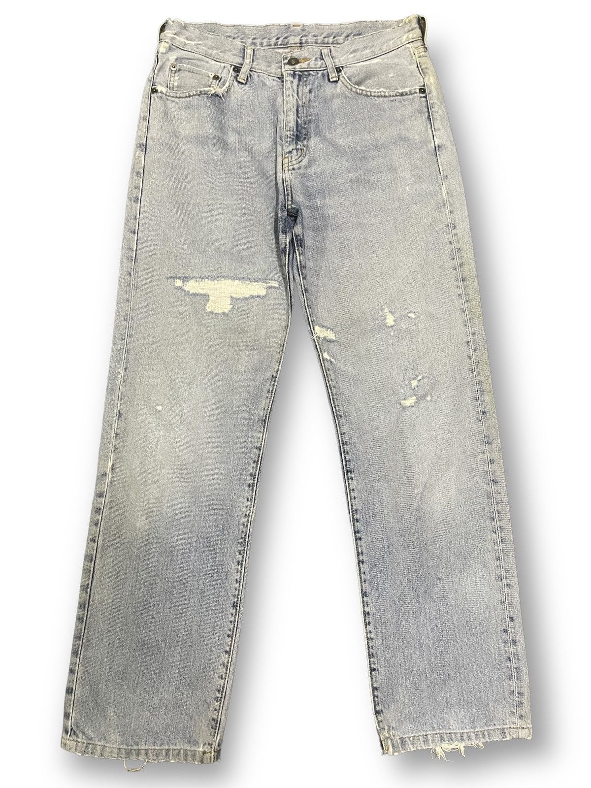 image of Jun Takahashi x Uniqlo Vintage Japanese Uniqlo Blue Wash Distressed Style Jeans, Men's (Size 29)