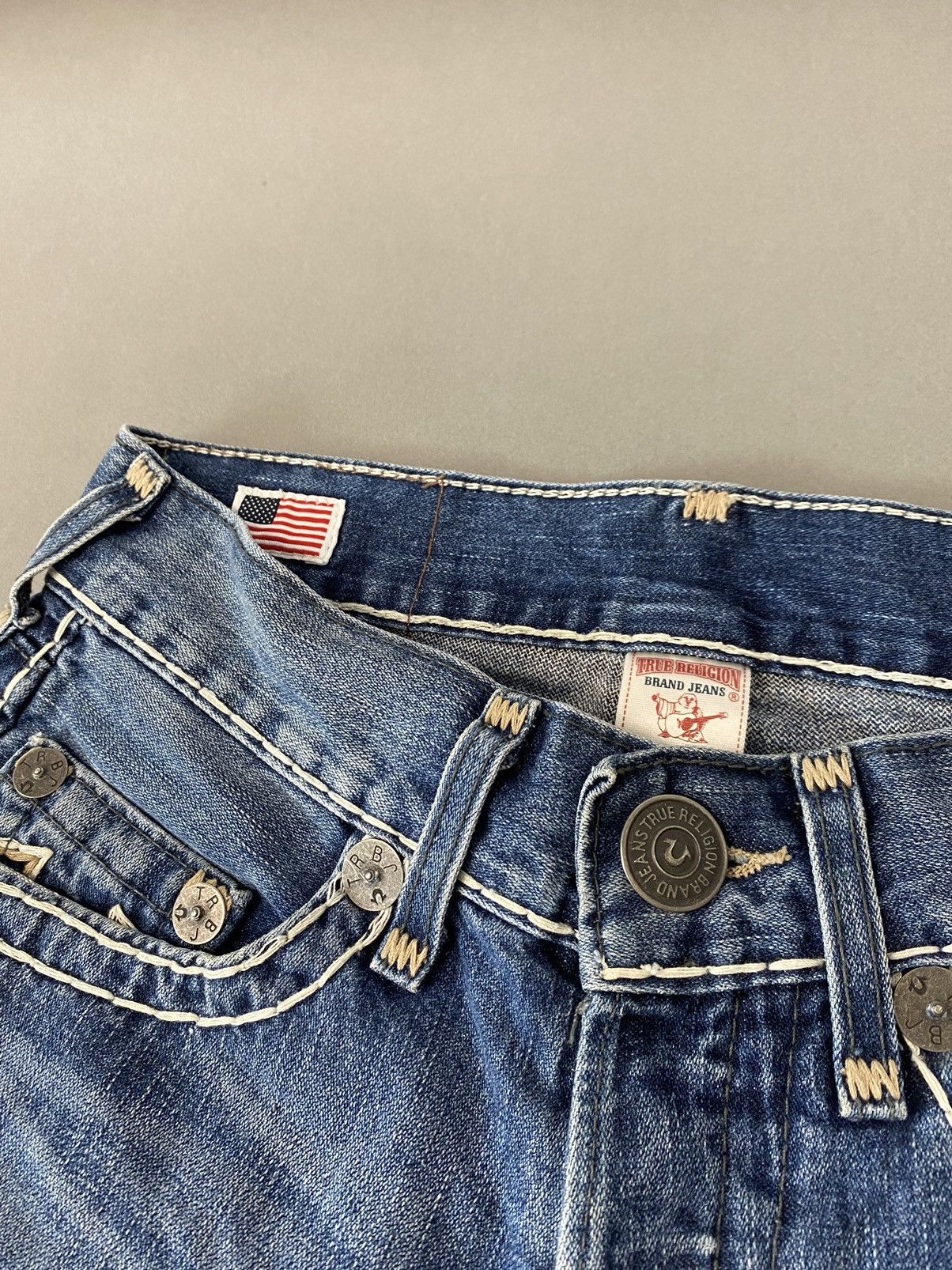 True Religion × Vintage True Religion vintage blue denim shorts thick stitching Y2K Size US 28 / EU 44 - 6 Thumbnail