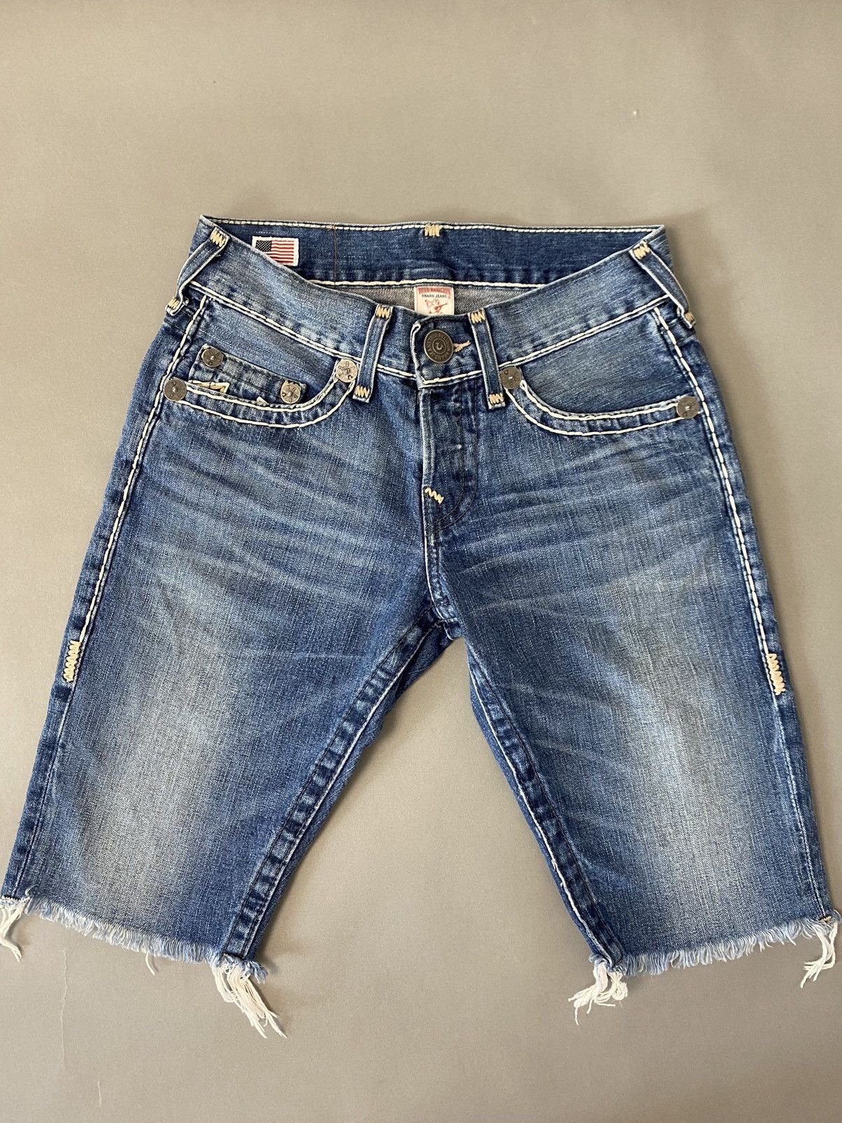 True Religion × Vintage True Religion vintage blue denim shorts thick stitching Y2K Size US 28 / EU 44 - 5 Thumbnail