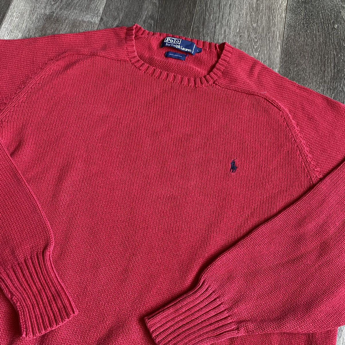 Polo Ralph Lauren Vintage 1990s Polo Ralph Lauren Basic Logo Knit Sweater Red Size US L / EU 52-54 / 3 - 2 Thumbnail