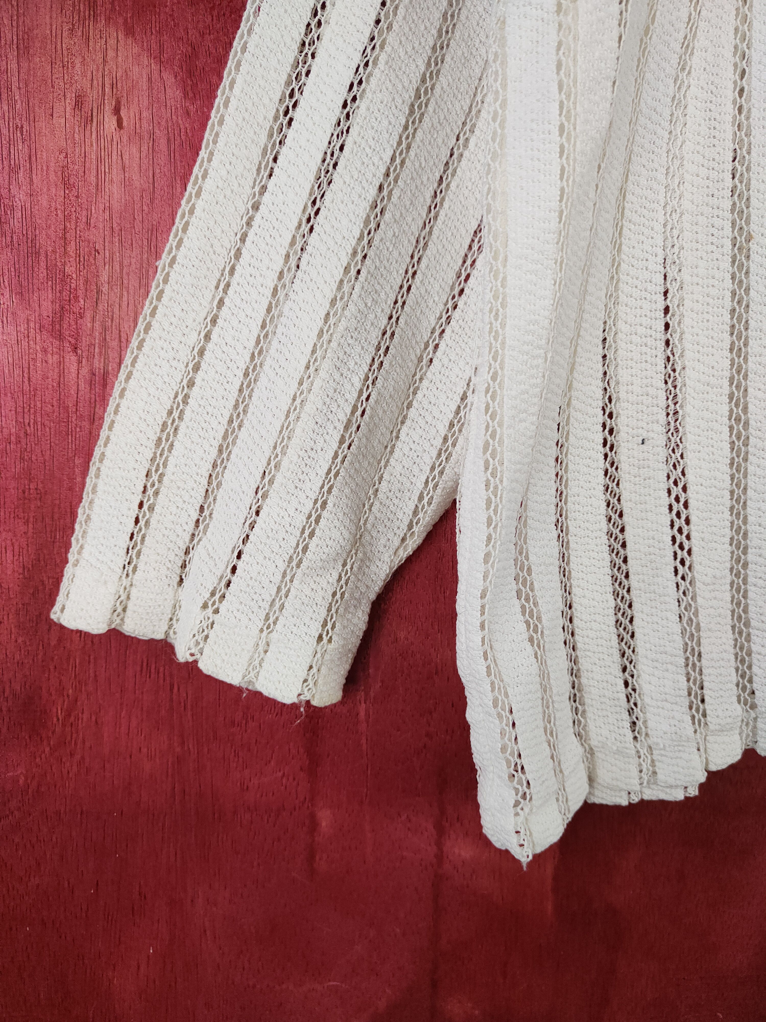 Japanese Brand Merrow Moon White Hoodie crochet mesh Net Sweater #S666 Size L / US 10 / IT 46 - 4 Thumbnail