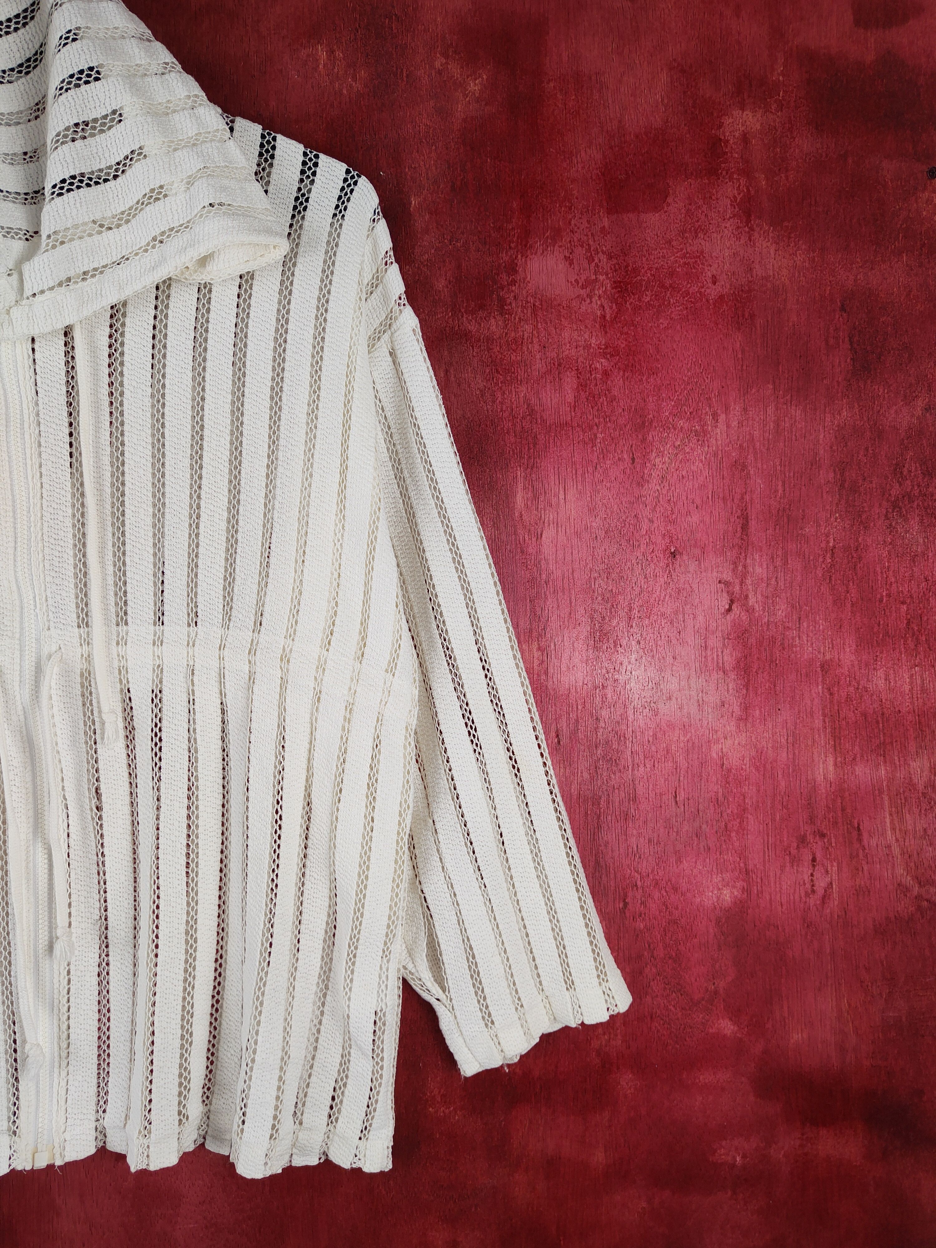 Japanese Brand Merrow Moon White Hoodie crochet mesh Net Sweater #S666 Size L / US 10 / IT 46 - 5 Thumbnail