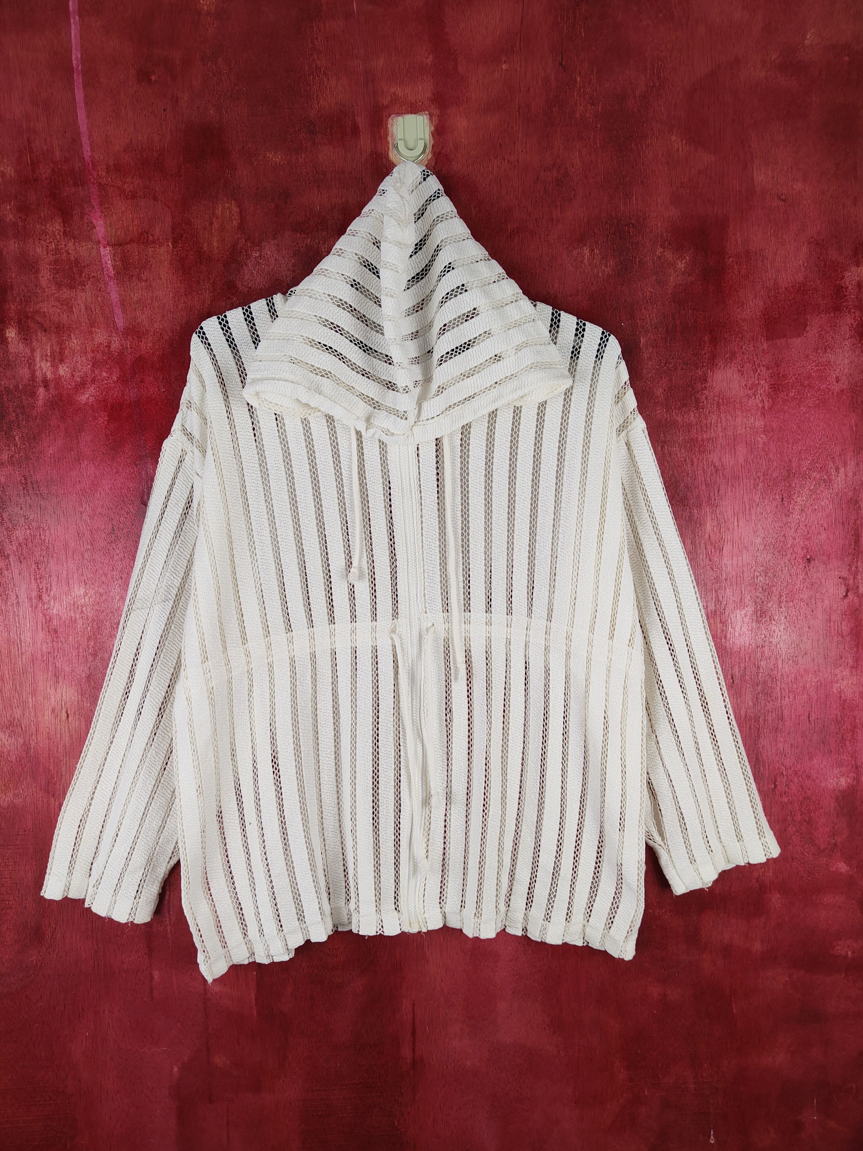Japanese Brand Merrow Moon White Hoodie crochet mesh Net Sweater #S666 Size L / US 10 / IT 46 - 1 Thumbnail